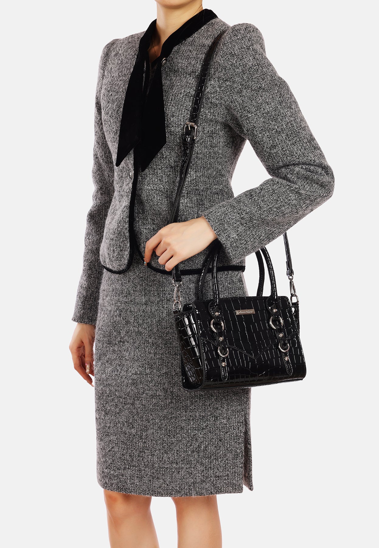 Borsa a mano donna effetto coccodrillo con tracolla M1071 - Image 13