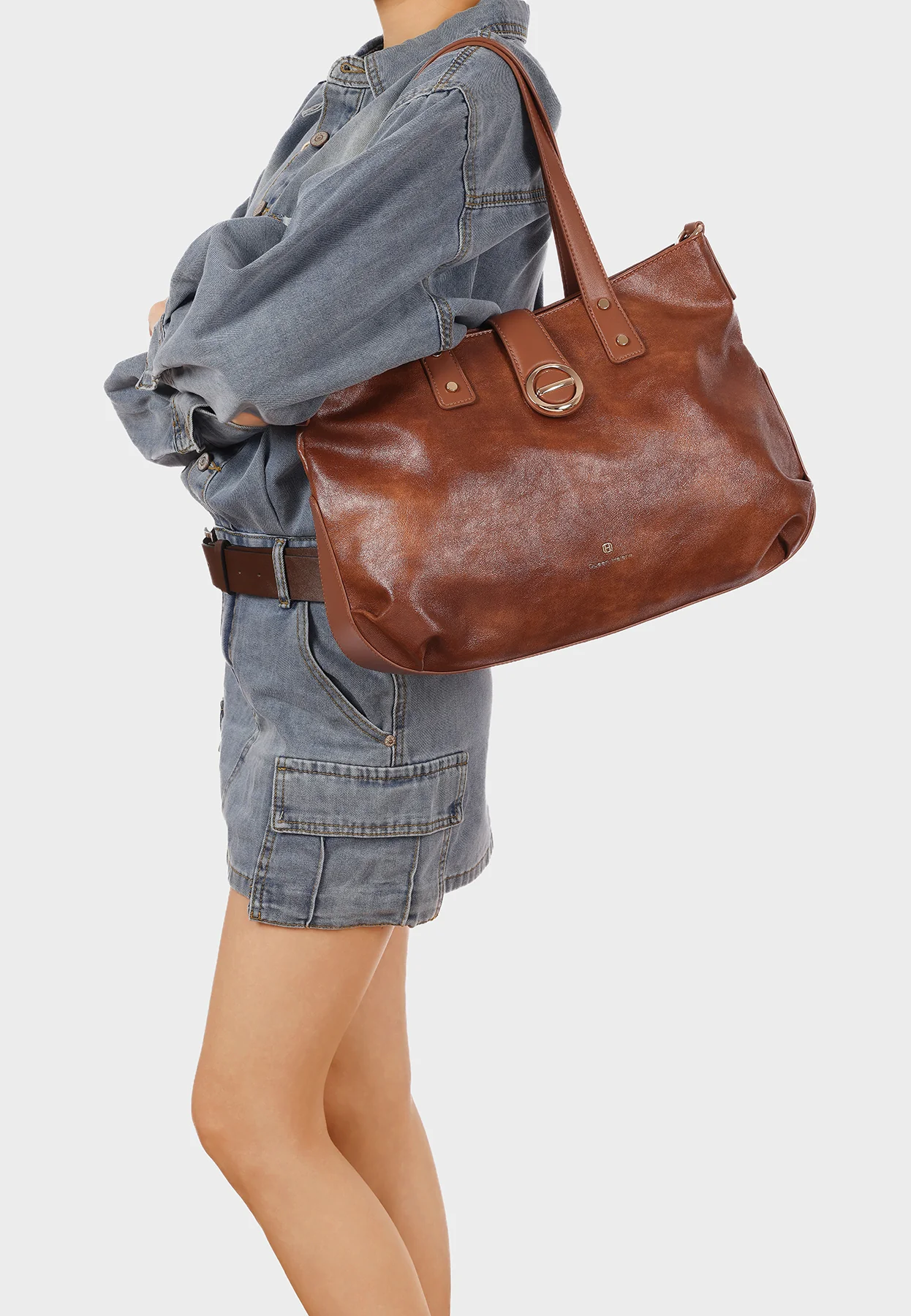 Borsa shopper elegante con manici e tracolla M1100
