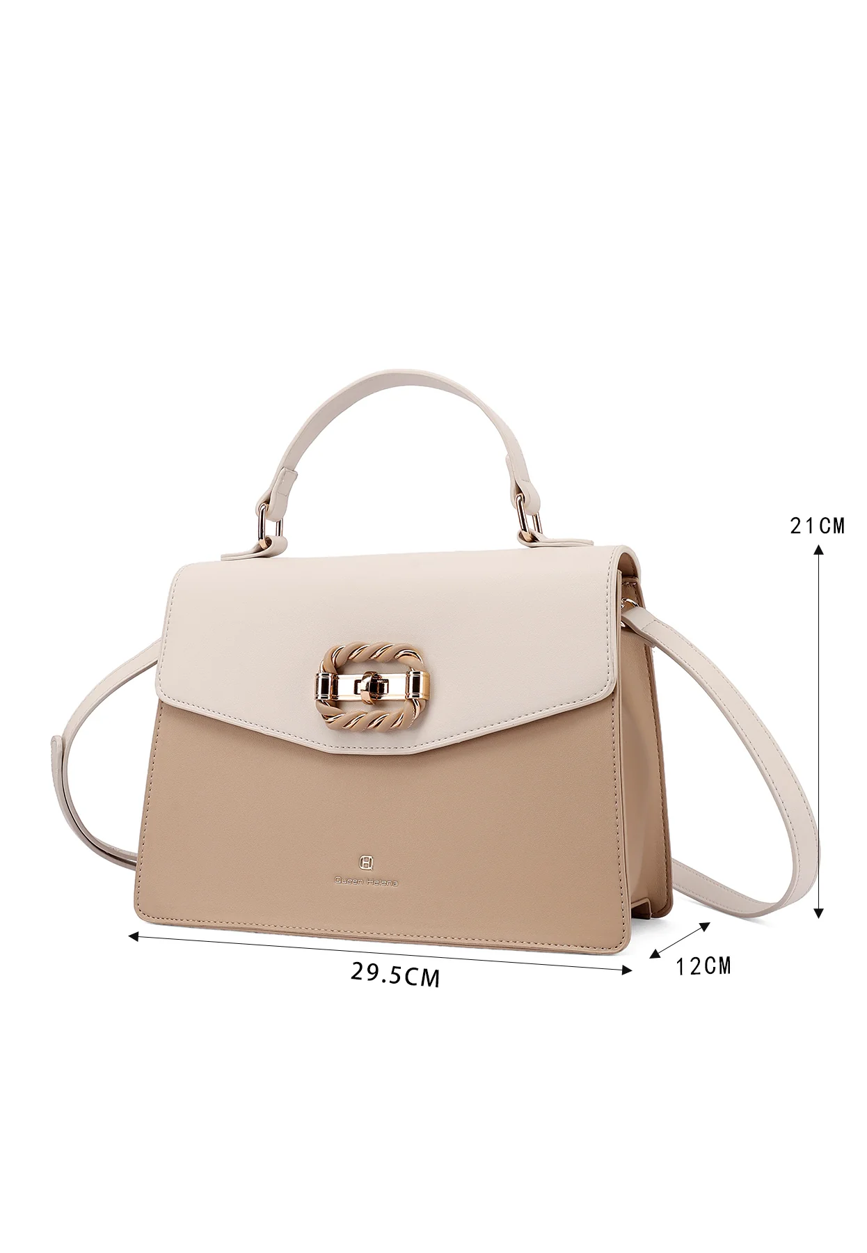 Borsa a mano elegante bicolore con fibbia e manico M1108 - Image 10