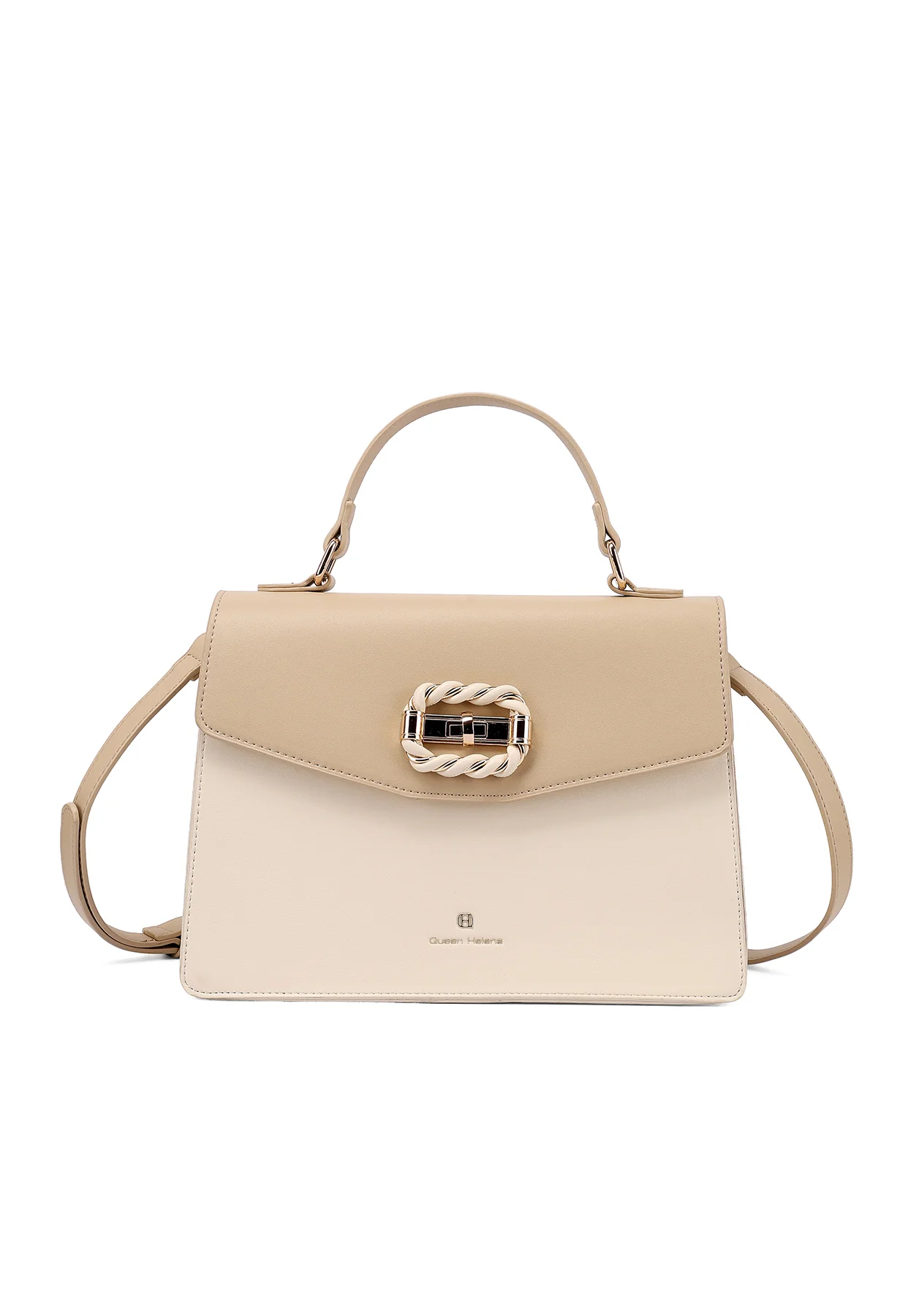 Borsa a mano elegante bicolore con fibbia e manico M1108 - Image 14
