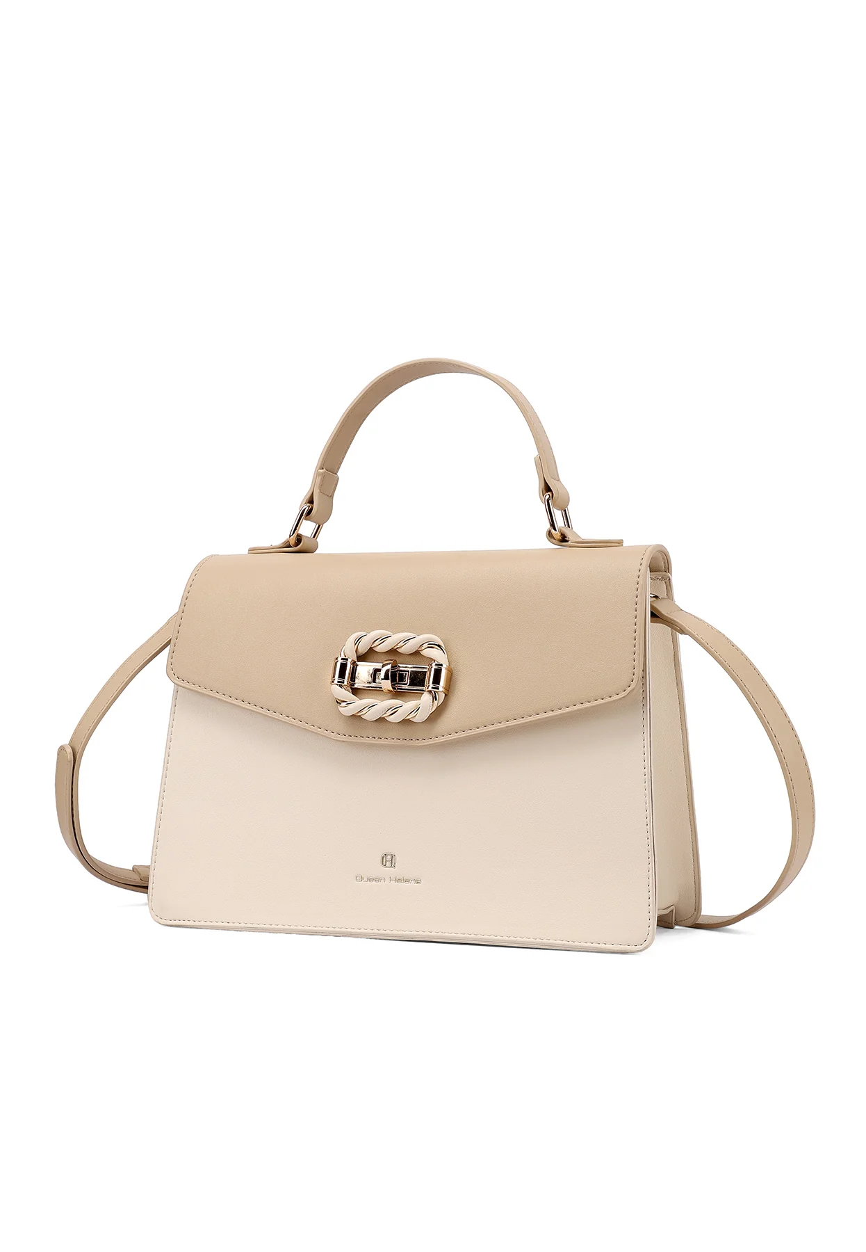 Borsa a mano elegante bicolore con fibbia e manico M1108 - Image 15