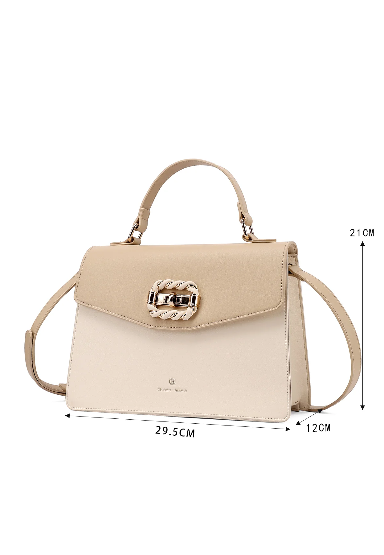 Borsa a mano elegante bicolore con fibbia e manico M1108 - Image 16
