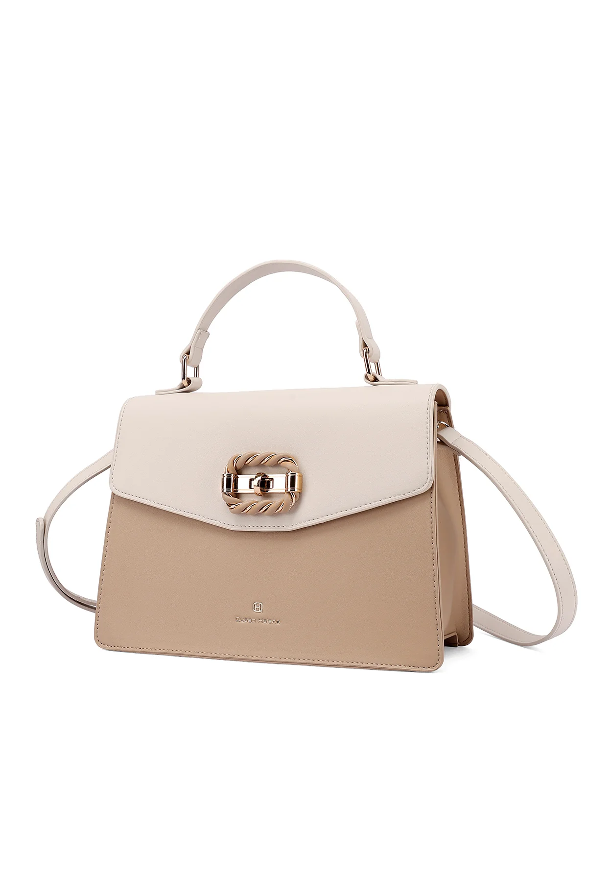 Borsa a mano elegante bicolore con fibbia e manico M1108 - Image 9
