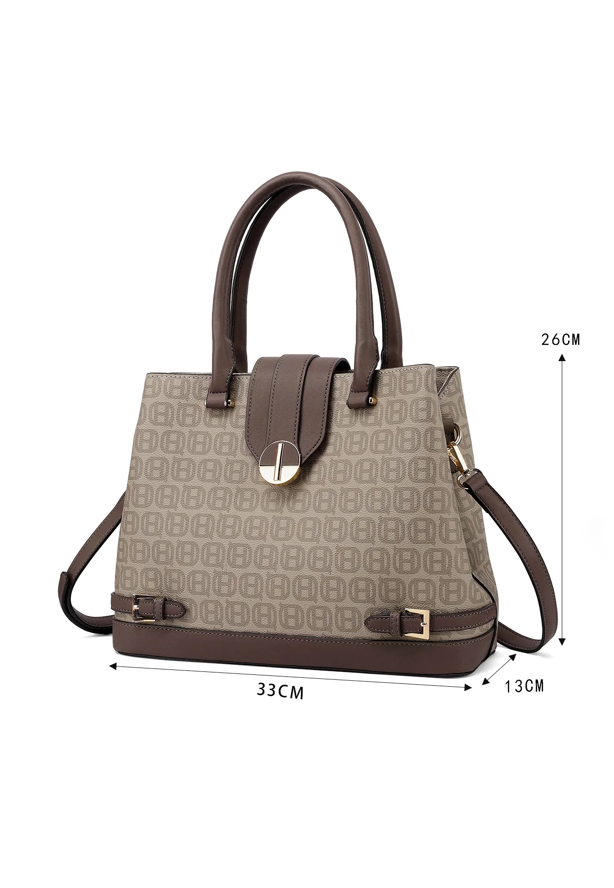 Borsa a mano con stampa logo e tracolla chiusura geometrica M1109 - Image 10