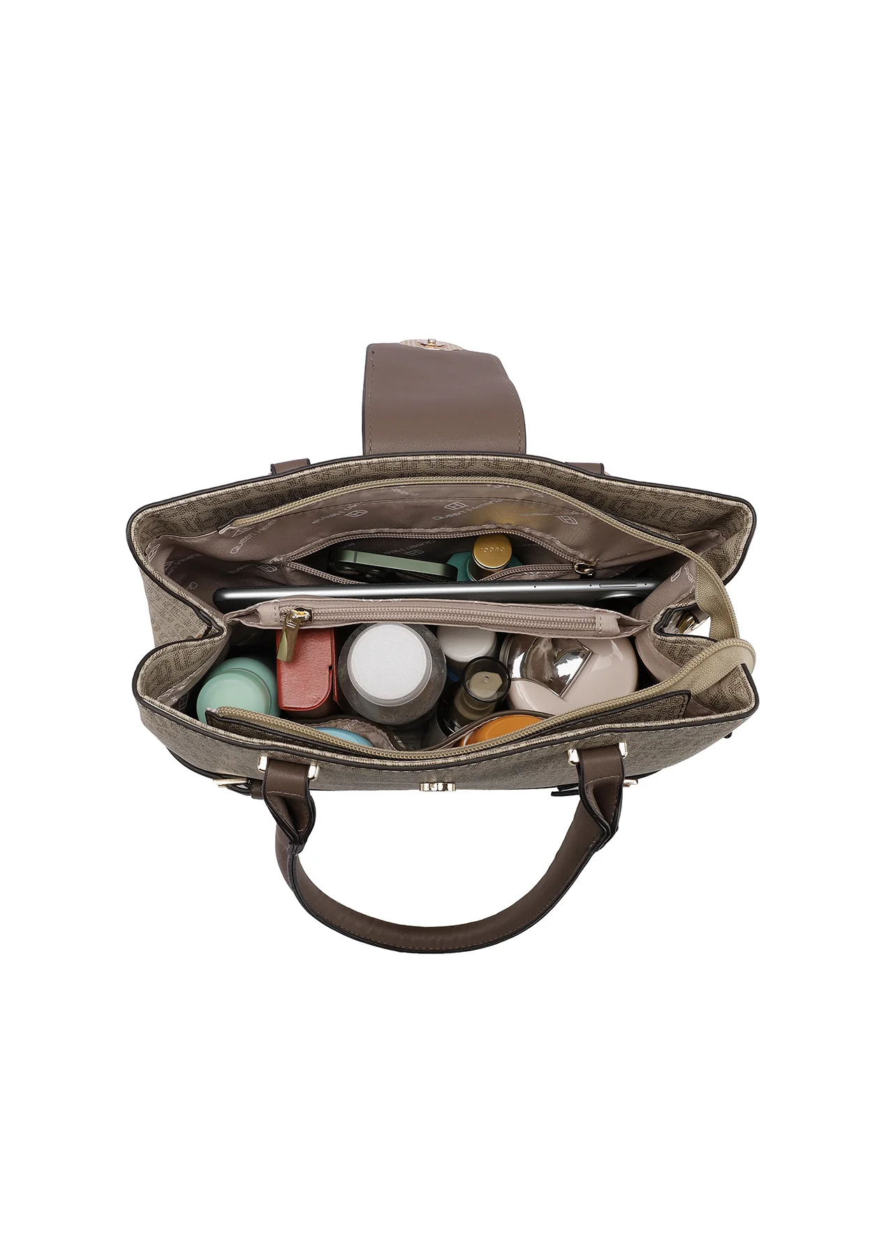 Borsa a mano con stampa logo e tracolla chiusura geometrica M1109 - Image 12