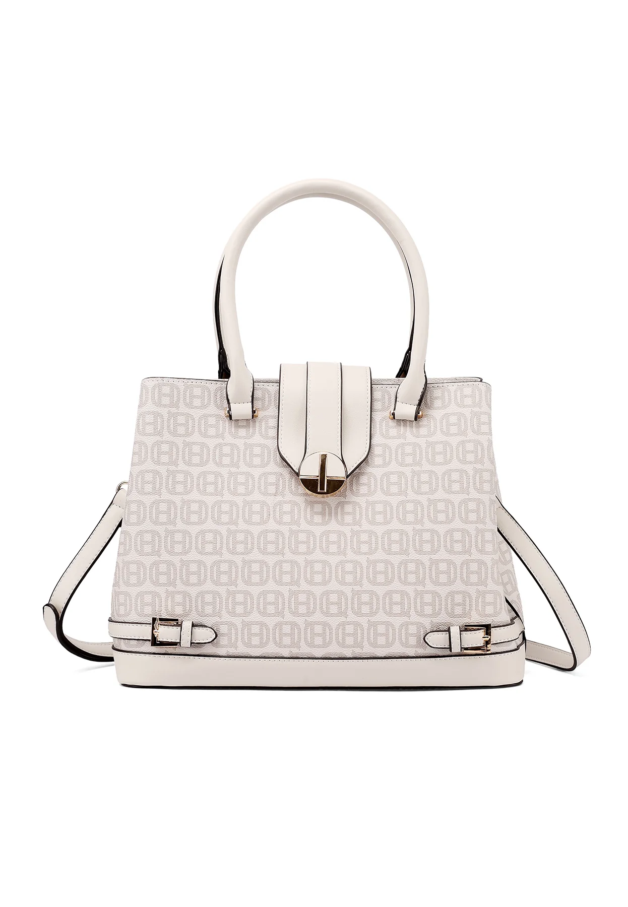 Borsa a mano con stampa logo e tracolla chiusura geometrica M1109 - Image 14