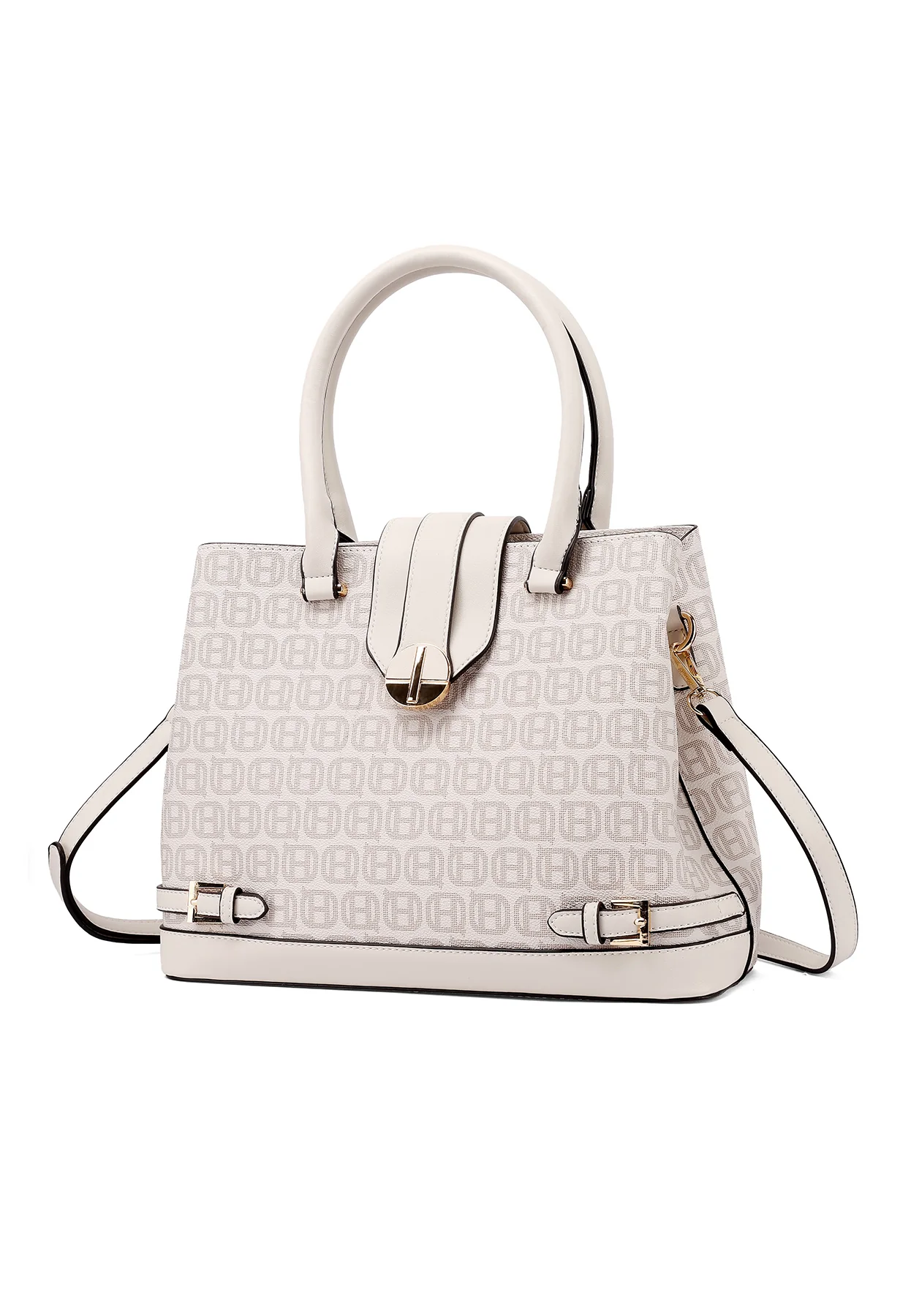 Borsa a mano con stampa logo e tracolla chiusura geometrica M1109 - Image 15