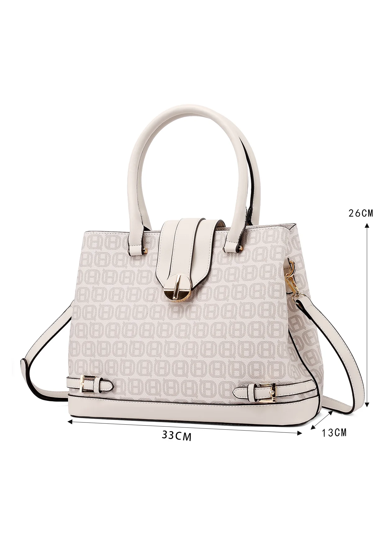 Borsa a mano con stampa logo e tracolla chiusura geometrica M1109 - Image 16