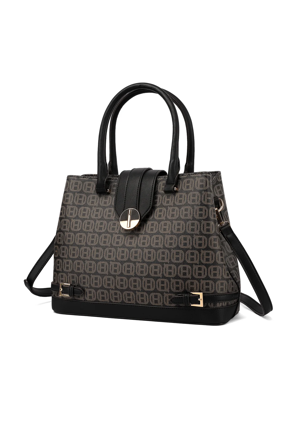 Borsa a mano con stampa logo e tracolla chiusura geometrica M1109 - Image 3