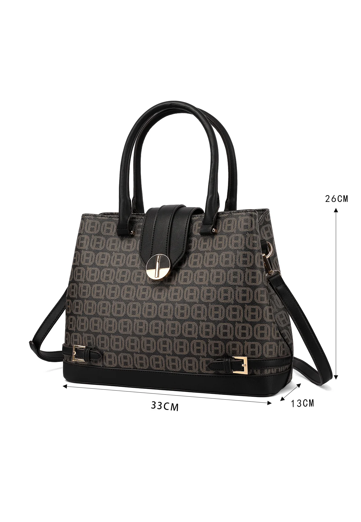 Borsa a mano con stampa logo e tracolla chiusura geometrica M1109 - Image 4