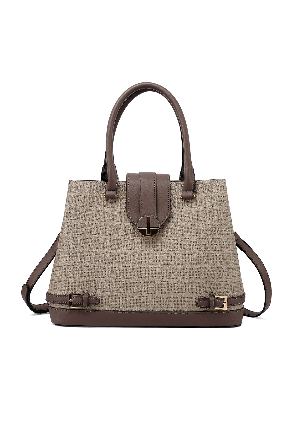 Borsa a mano con stampa logo e tracolla chiusura geometrica M1109 - Image 8