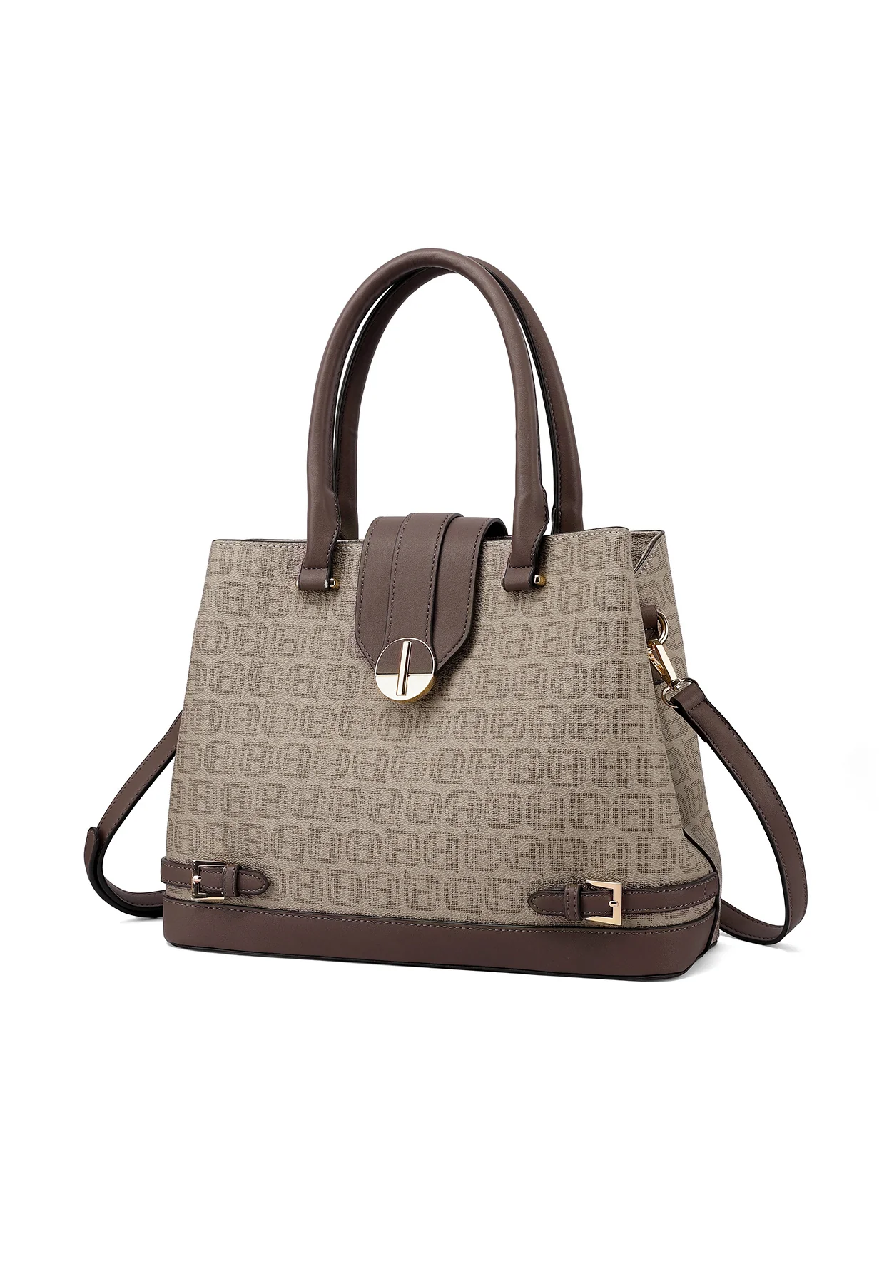 Borsa a mano con stampa logo e tracolla chiusura geometrica M1109 - Image 9