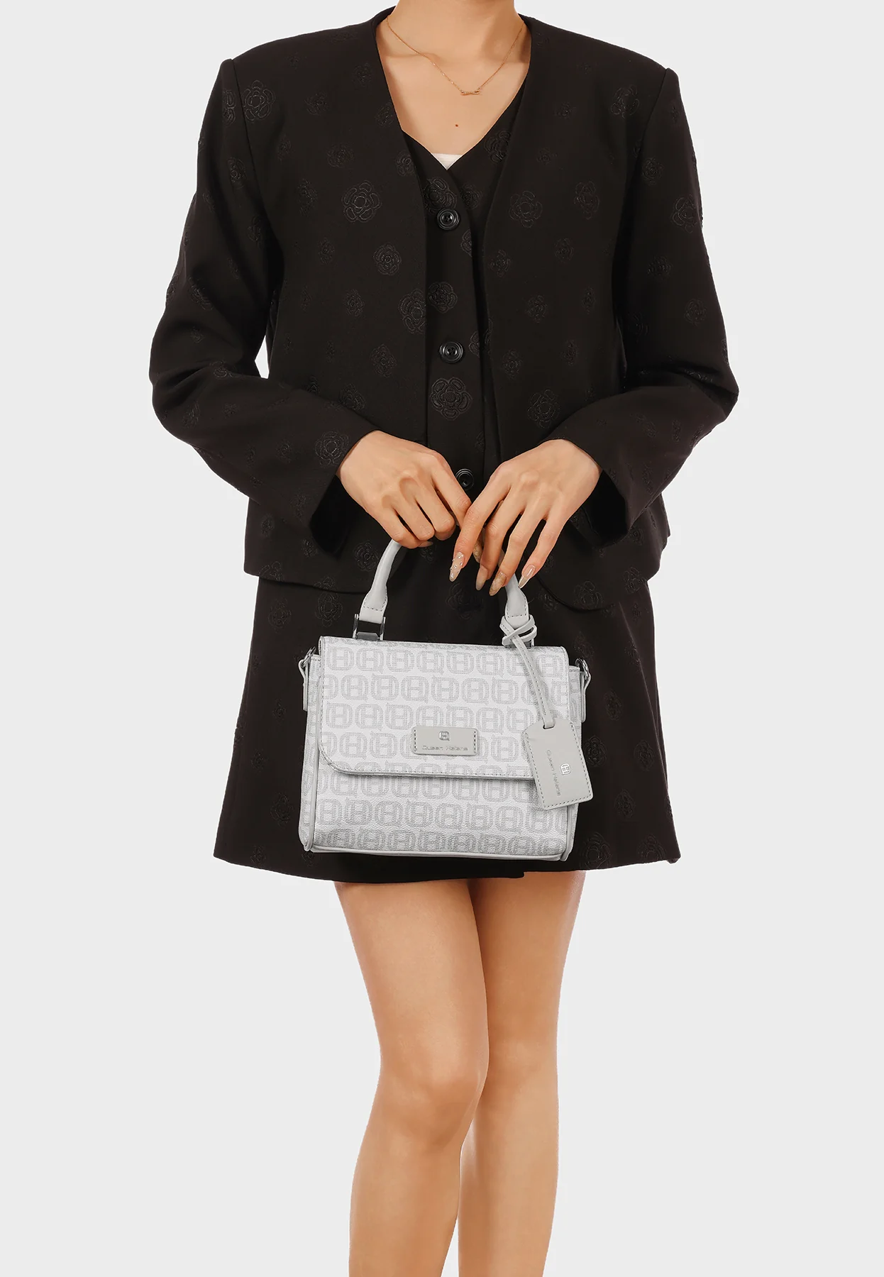 Borsa a mano con stampa logo e tracolla M1113 - Image 13
