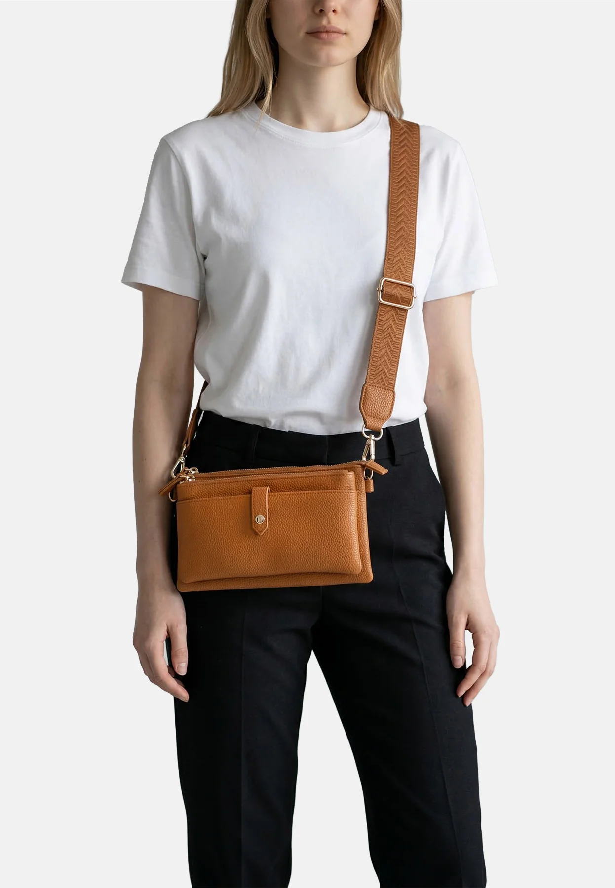 Borsa a tracolla compatta con zip e tasche – PF22-9 - Image 11