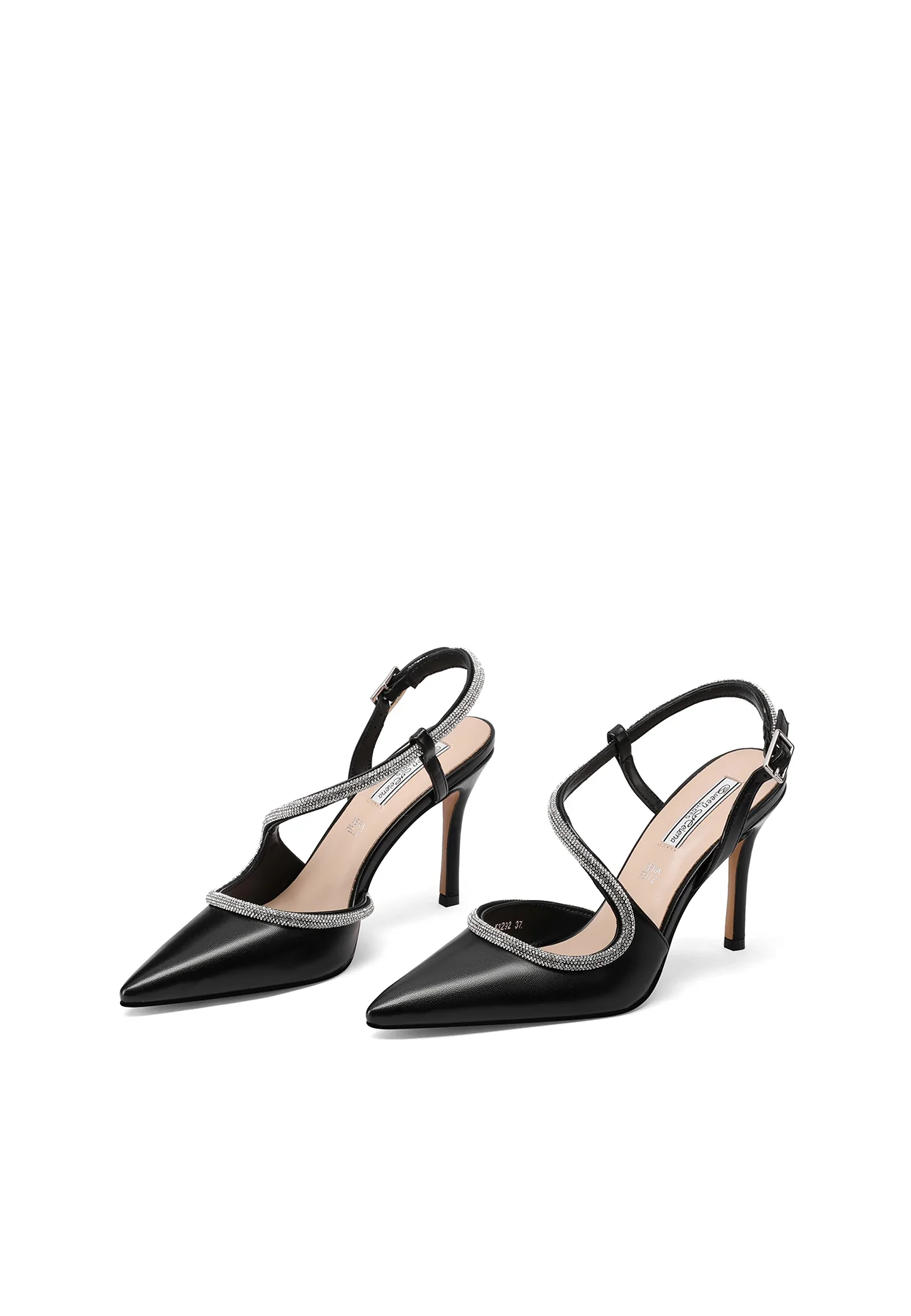 Décolleté a punta con profilo strass e slingback K3292 - Image 4