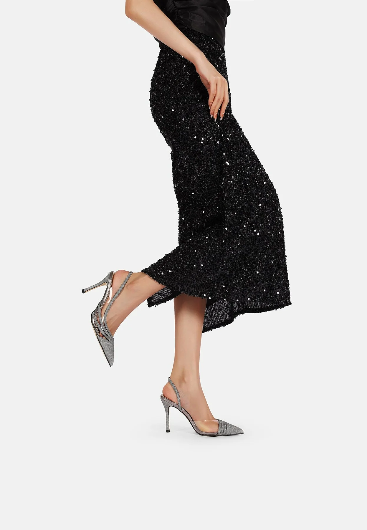 Décolleté slingback con inserti trasparenti e tacco alto K3294