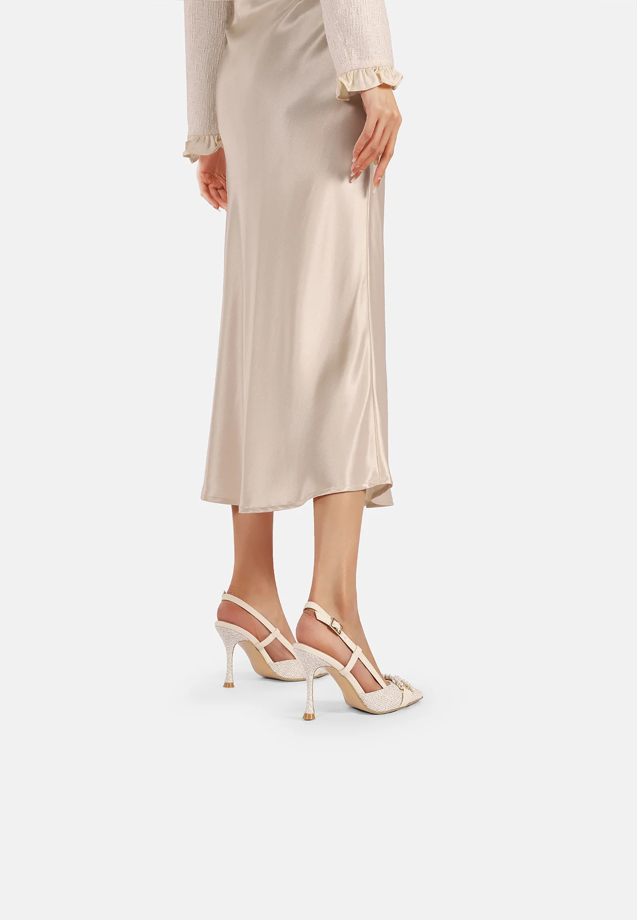Dècolletè Slingback a punta in tessuto con fibbia gioiello K3311 - Image 7