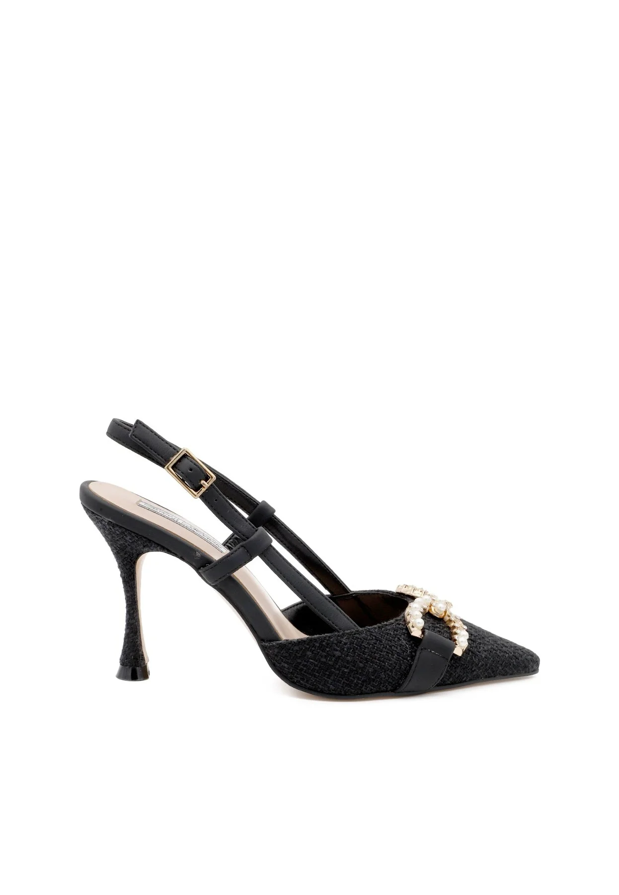Dècolletè Slingback a punta in tessuto con fibbia gioiello K3311 - Image 8