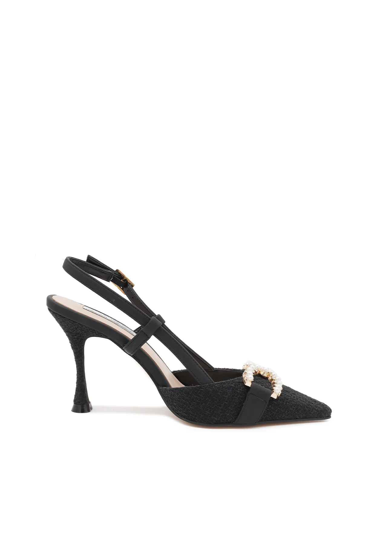 Dècolletè Slingback a punta in tessuto con fibbia gioiello K3311 - Image 9