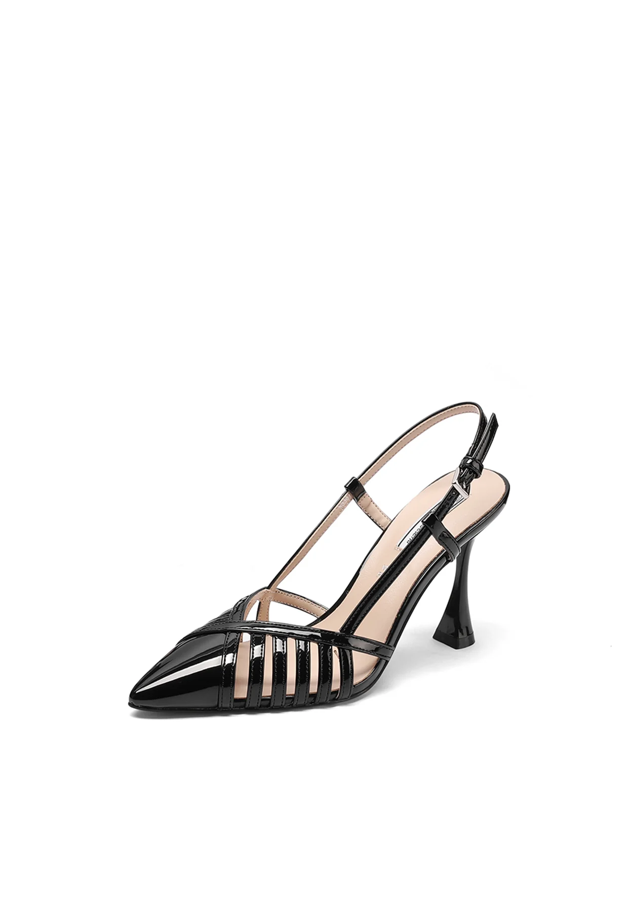 Décolleté slingback con fasce e tacco alto a clessidra K3367 - Image 4
