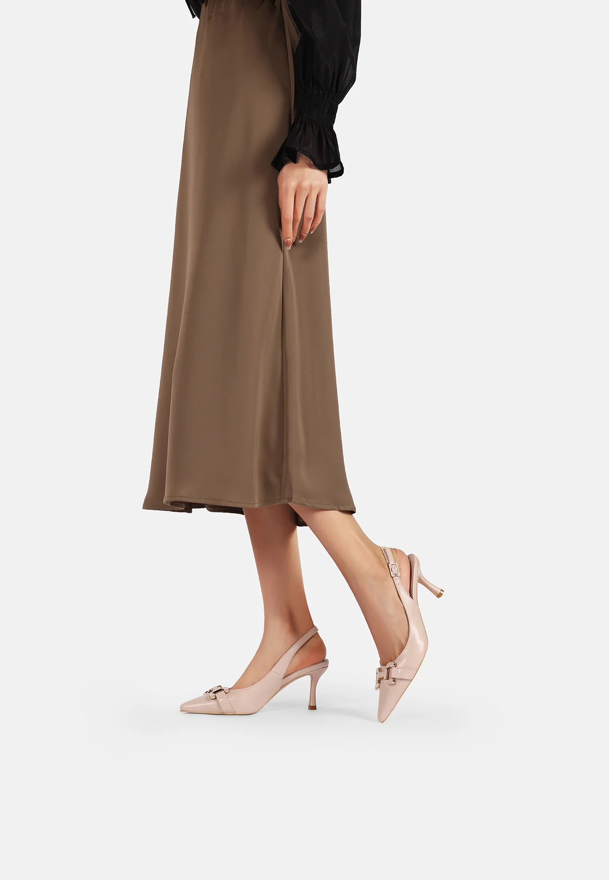 Dècolletè Slingback con morsetto decorativo e tacco medio K3396 - Image 7