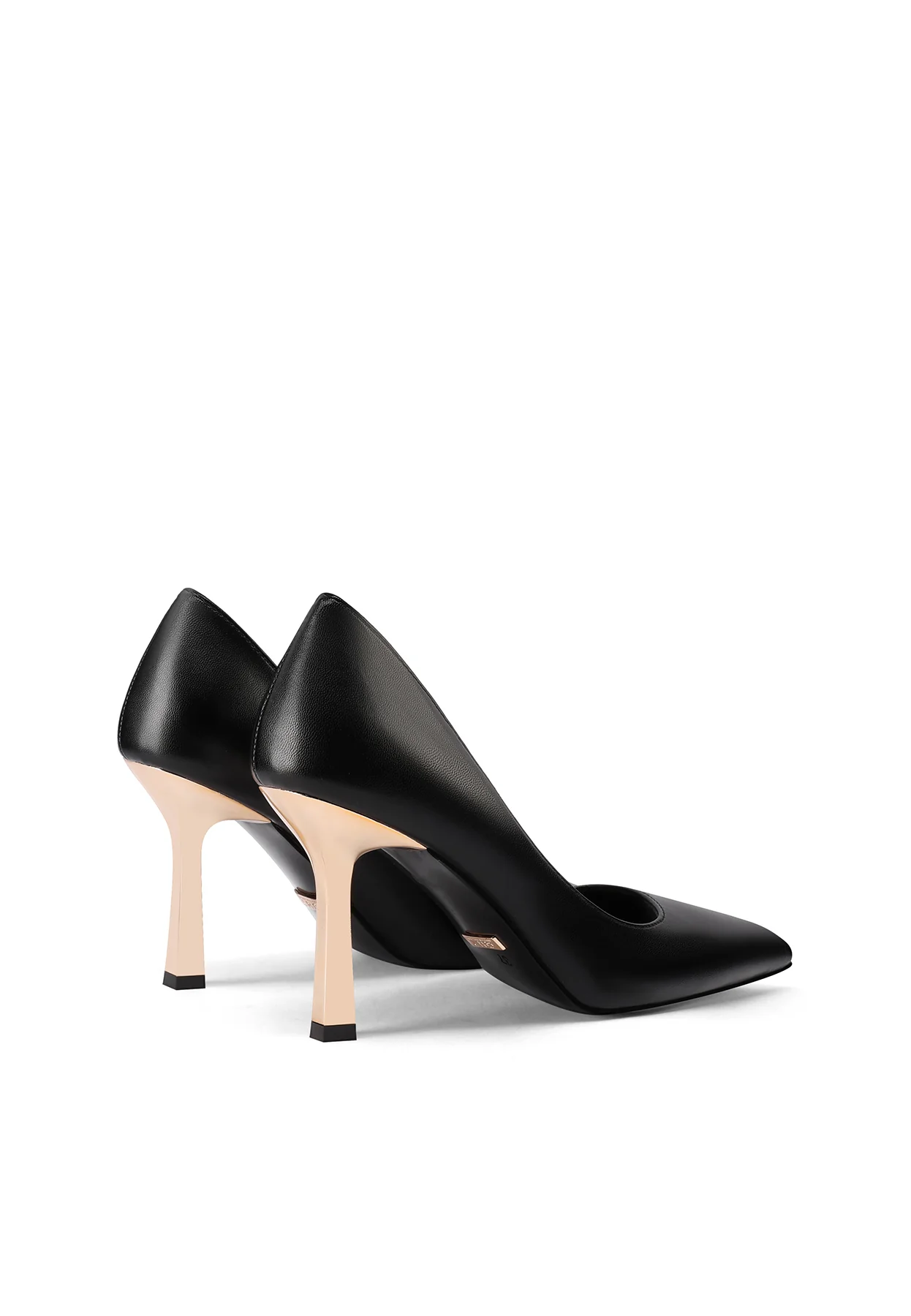 Décolleté nera a punta con tacco oro K3661 - Image 4