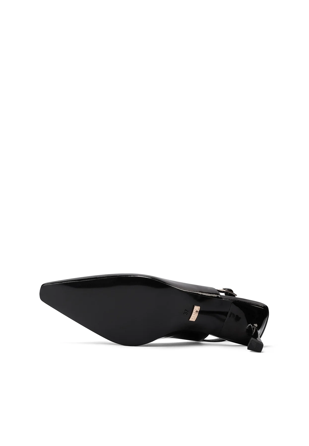 Dècolletè Slingback nera a punta verniciata con cinturini K3668 - Image 6