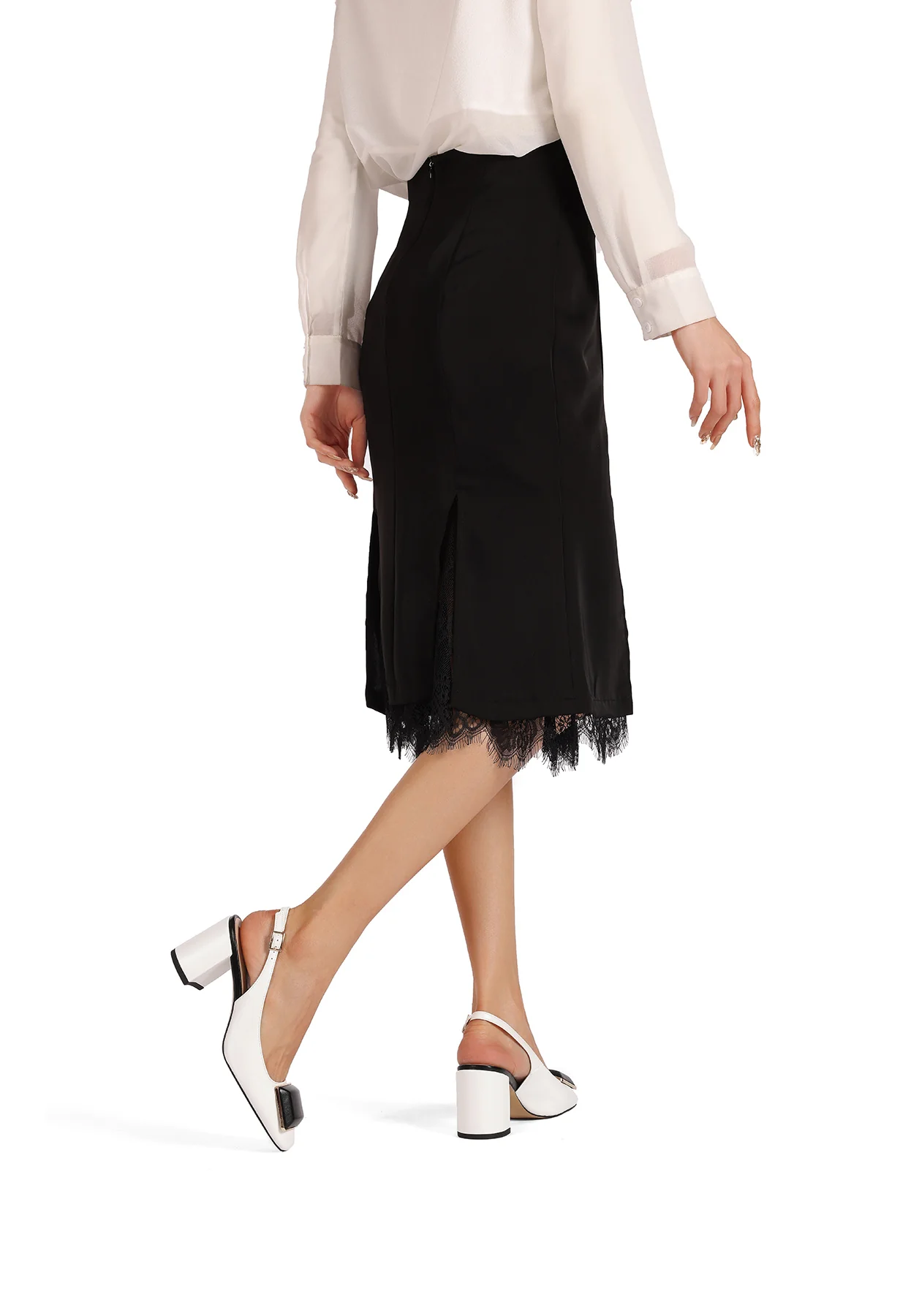 Dècolletè Slingback bicolore con punta squadrata K3689