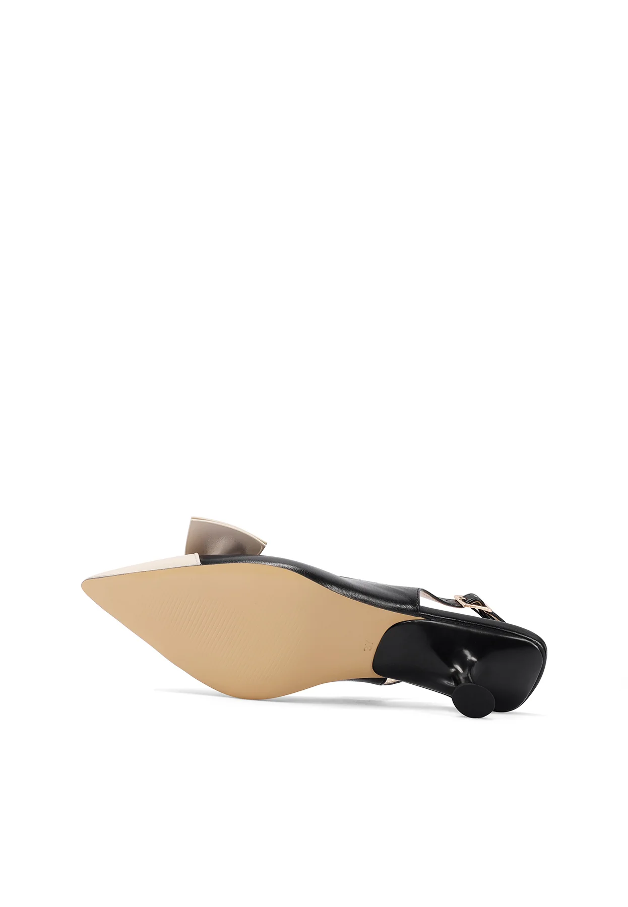 Decolleté slingback bicolore con fiocco e tacco basso K3746 - Image 13