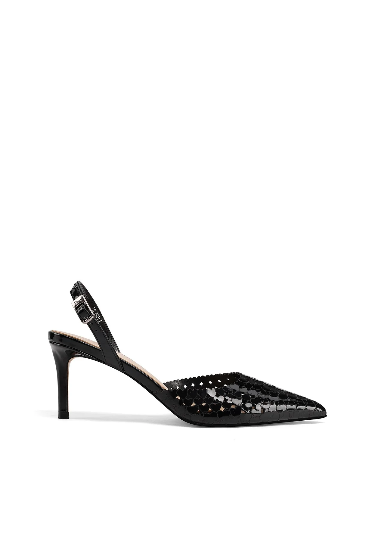 Decolletè slingback traforate a cuoricini con tacco K4508 - Image 2