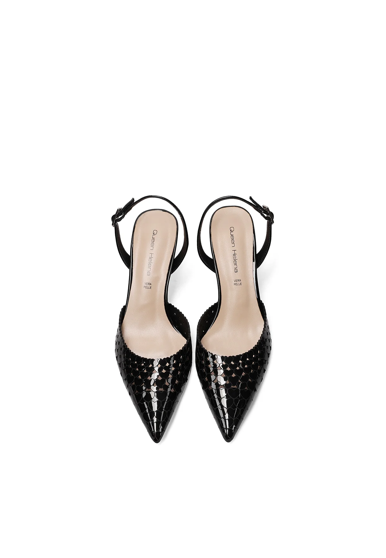 Decolletè slingback traforate a cuoricini con tacco K4508 - Image 3