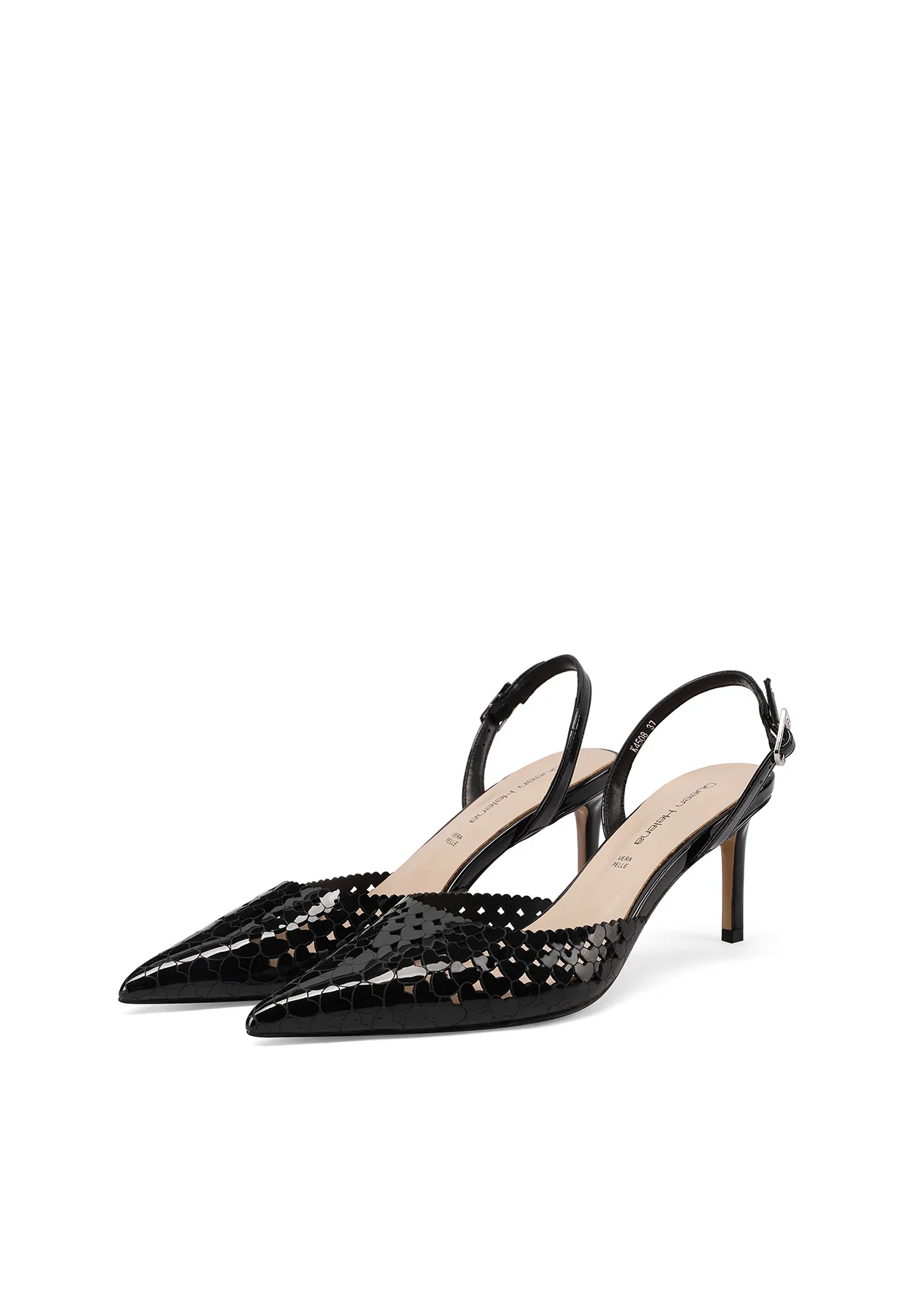 Decolletè slingback traforate a cuoricini con tacco K4508 - Image 5
