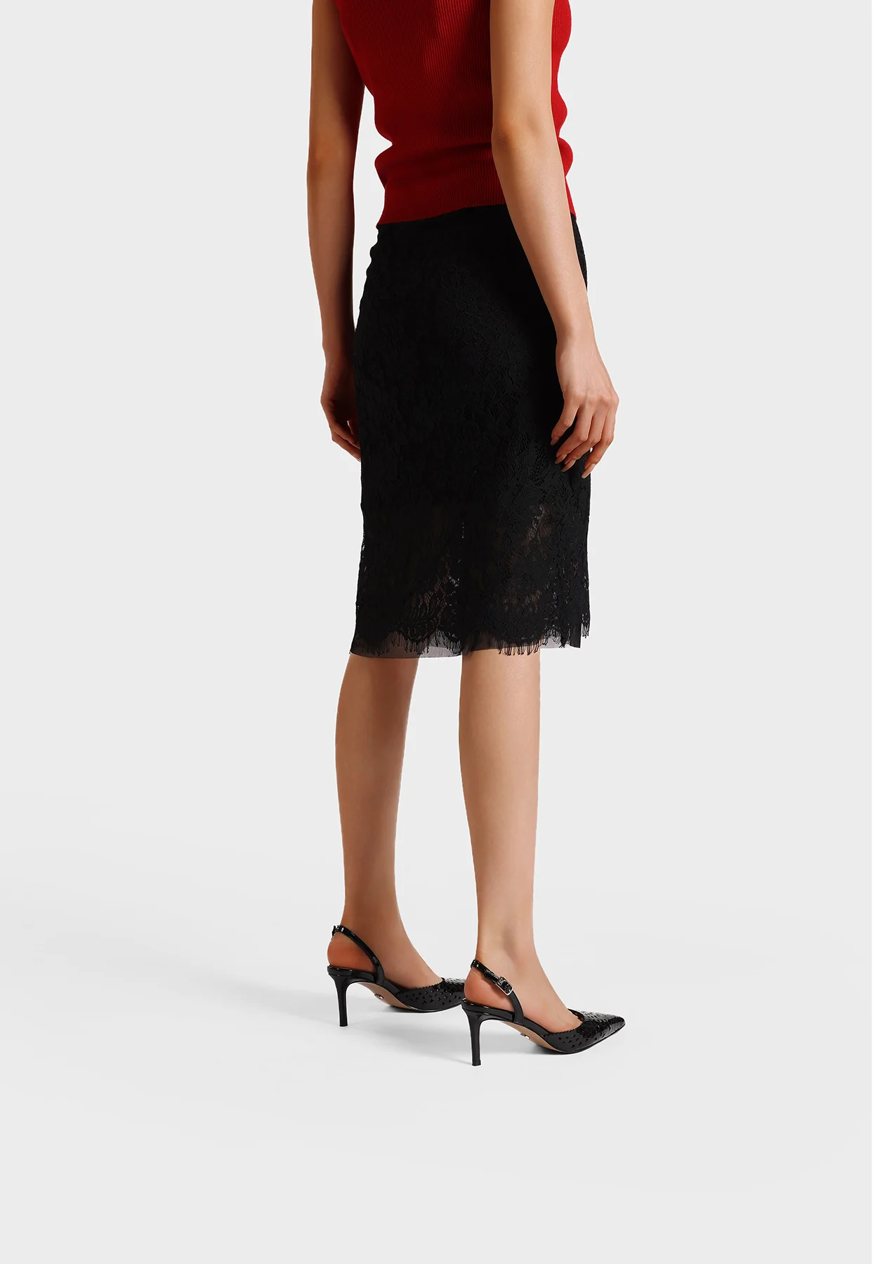Decolletè slingback traforate a cuoricini con tacco K4508 - Image 8