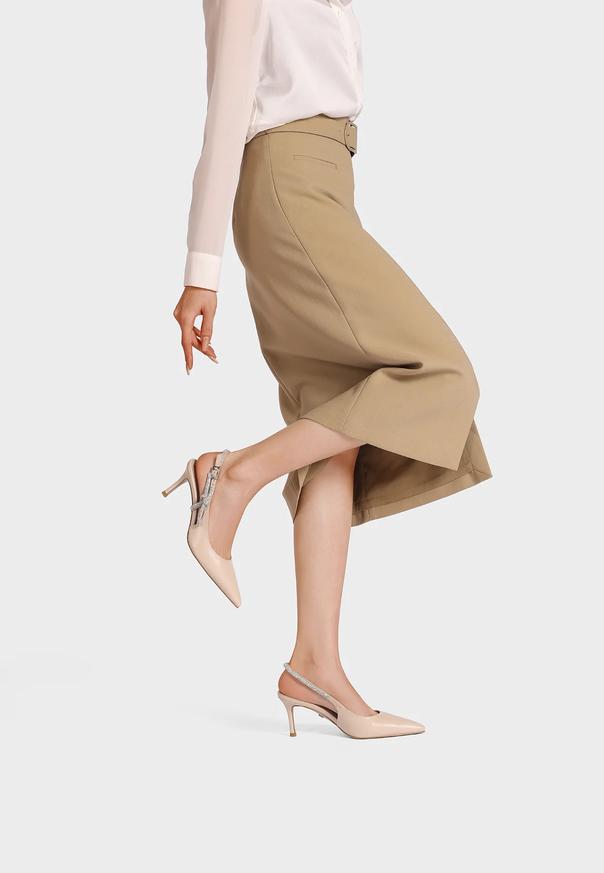 Decolletè Slingback a punta con fiocco strass e tacco K4517 - Image 14