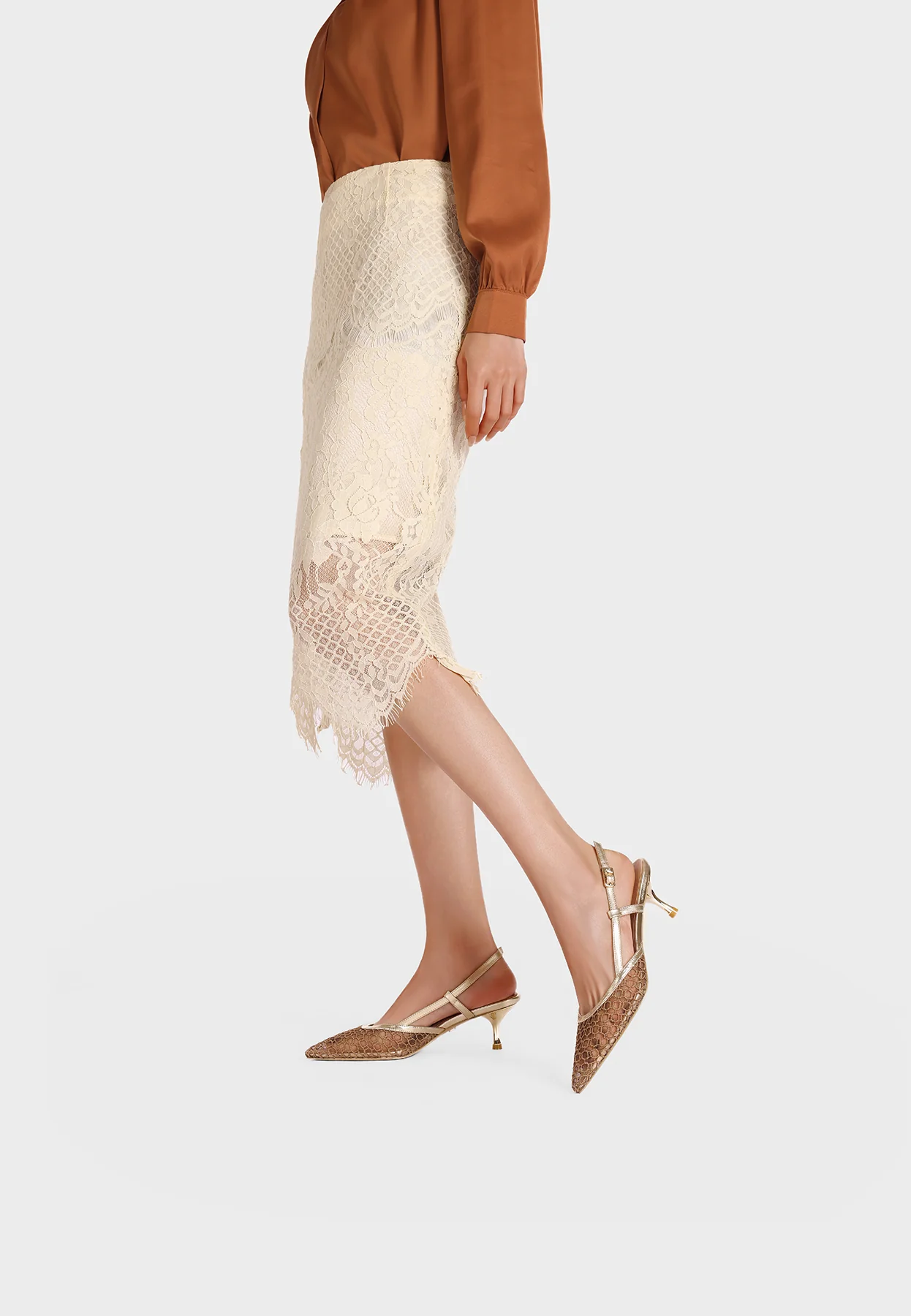 Decolletè Slingback in rete a punta con tacco basso K4520 - Image 9