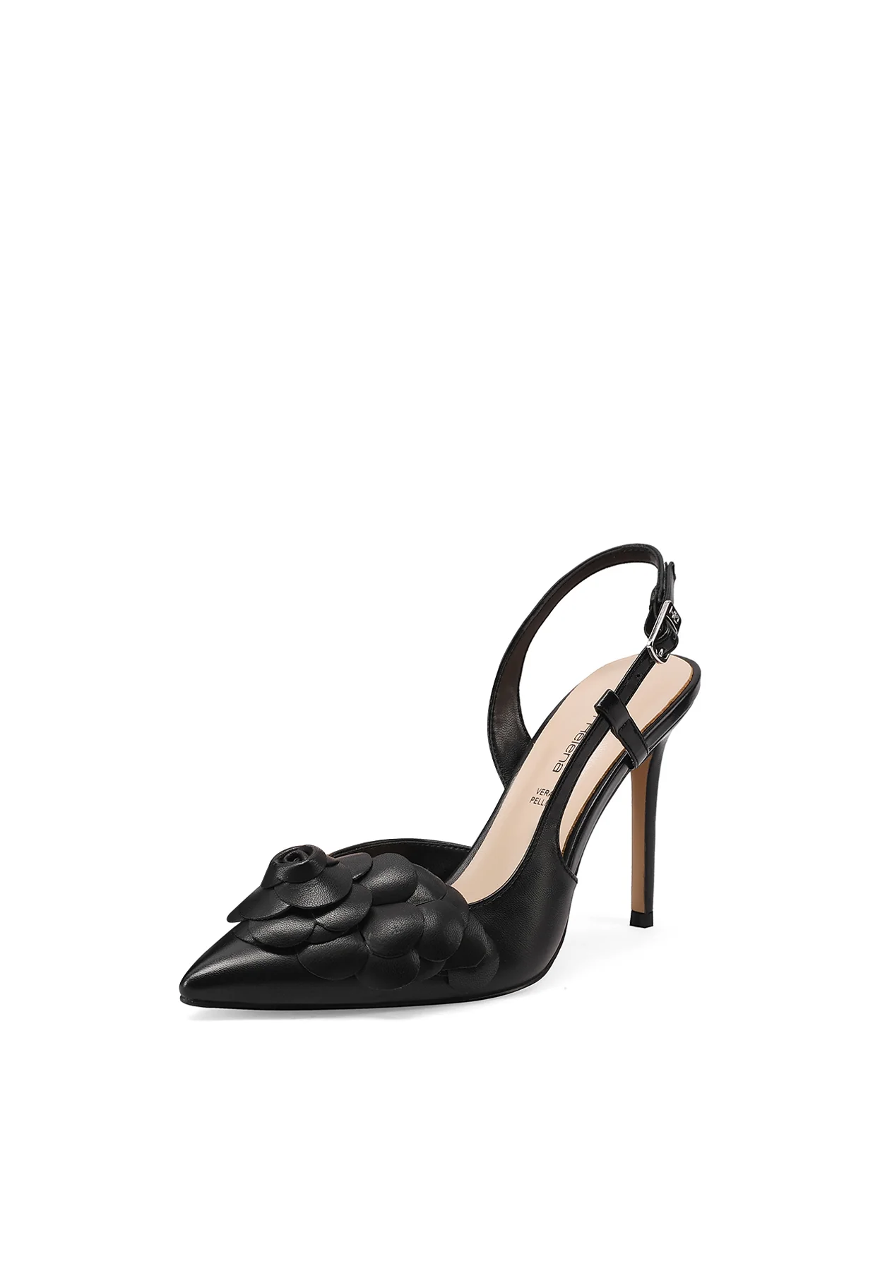 Décolleté slingback con fiore 3D e tacco alto K4528 - Image 4