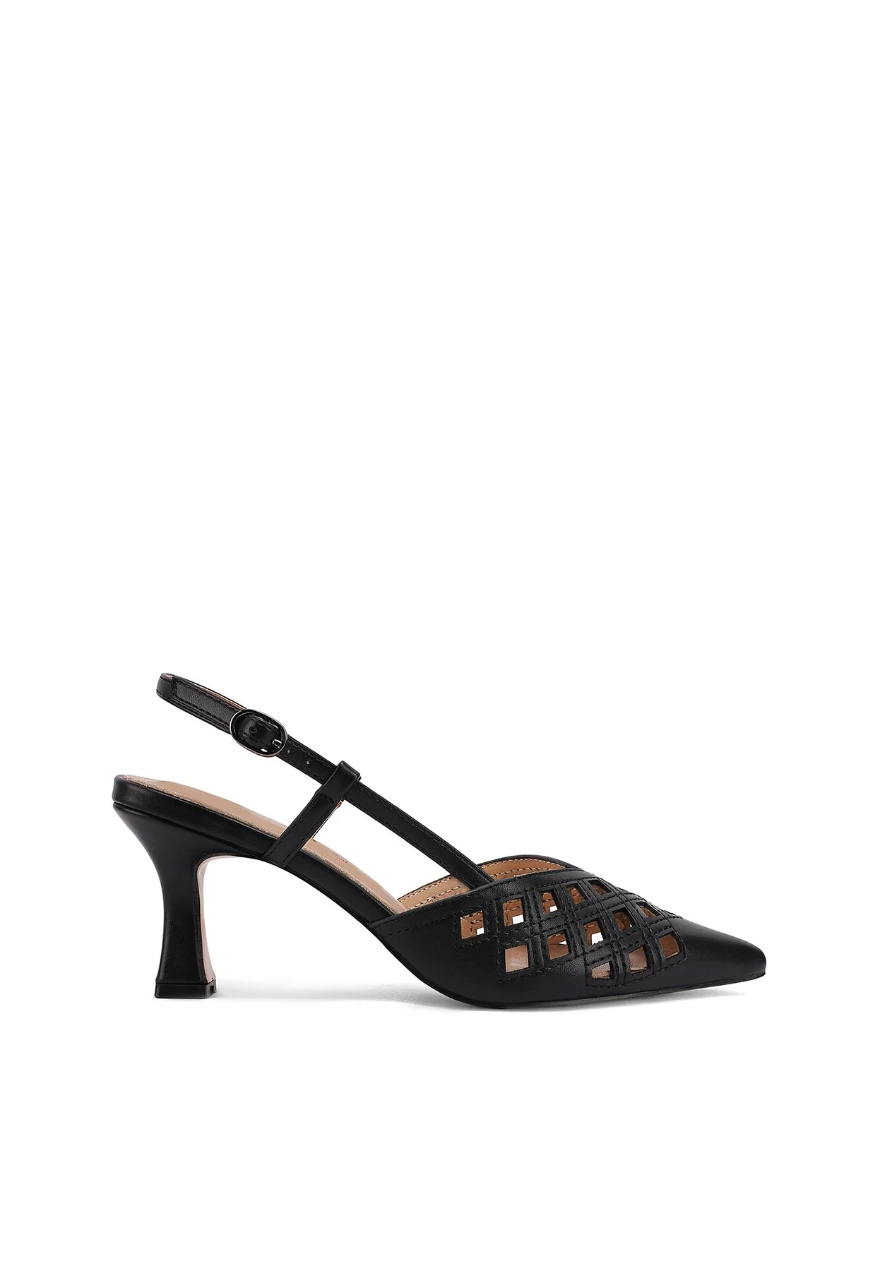 Décolleté slingback traforate a punta con tacco sagomato ZM11015 - Image 10