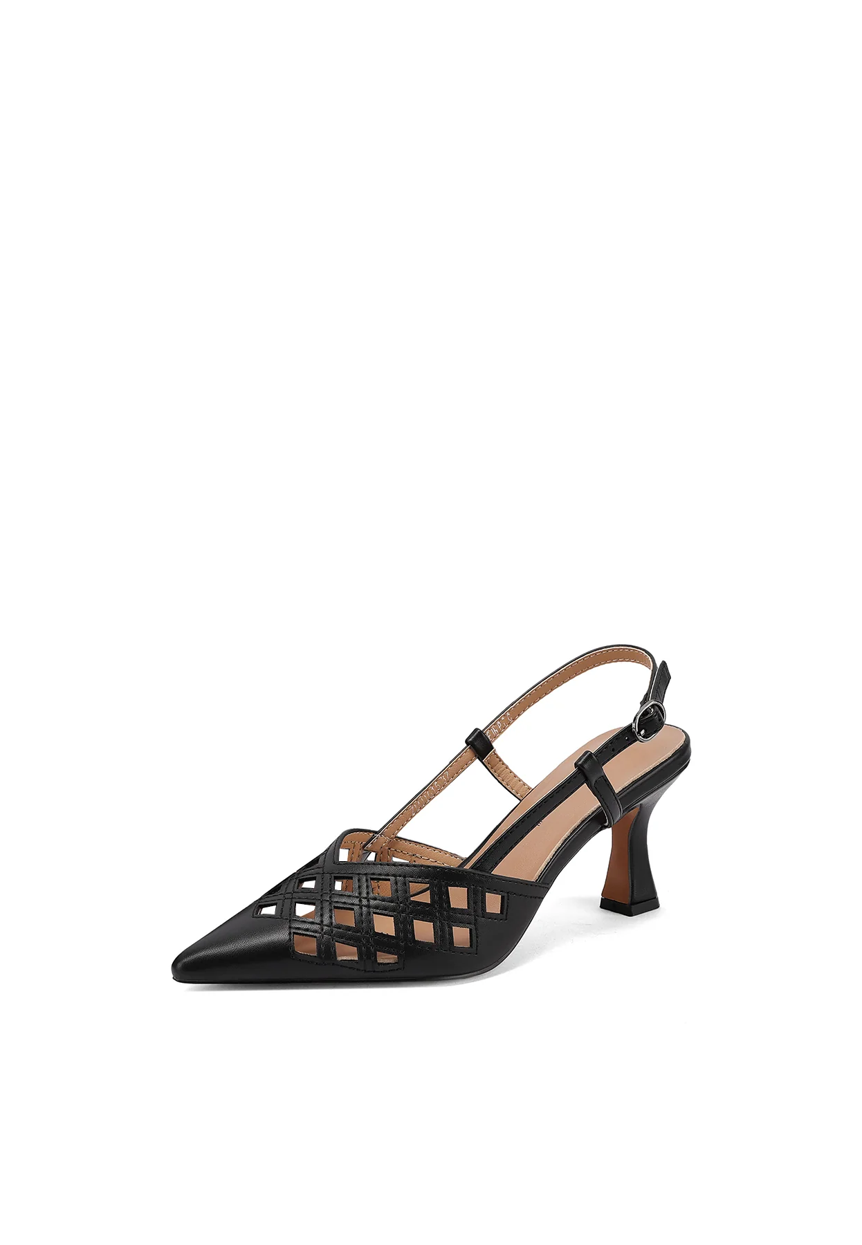 Décolleté slingback traforate a punta con tacco sagomato ZM11015 - Image 11
