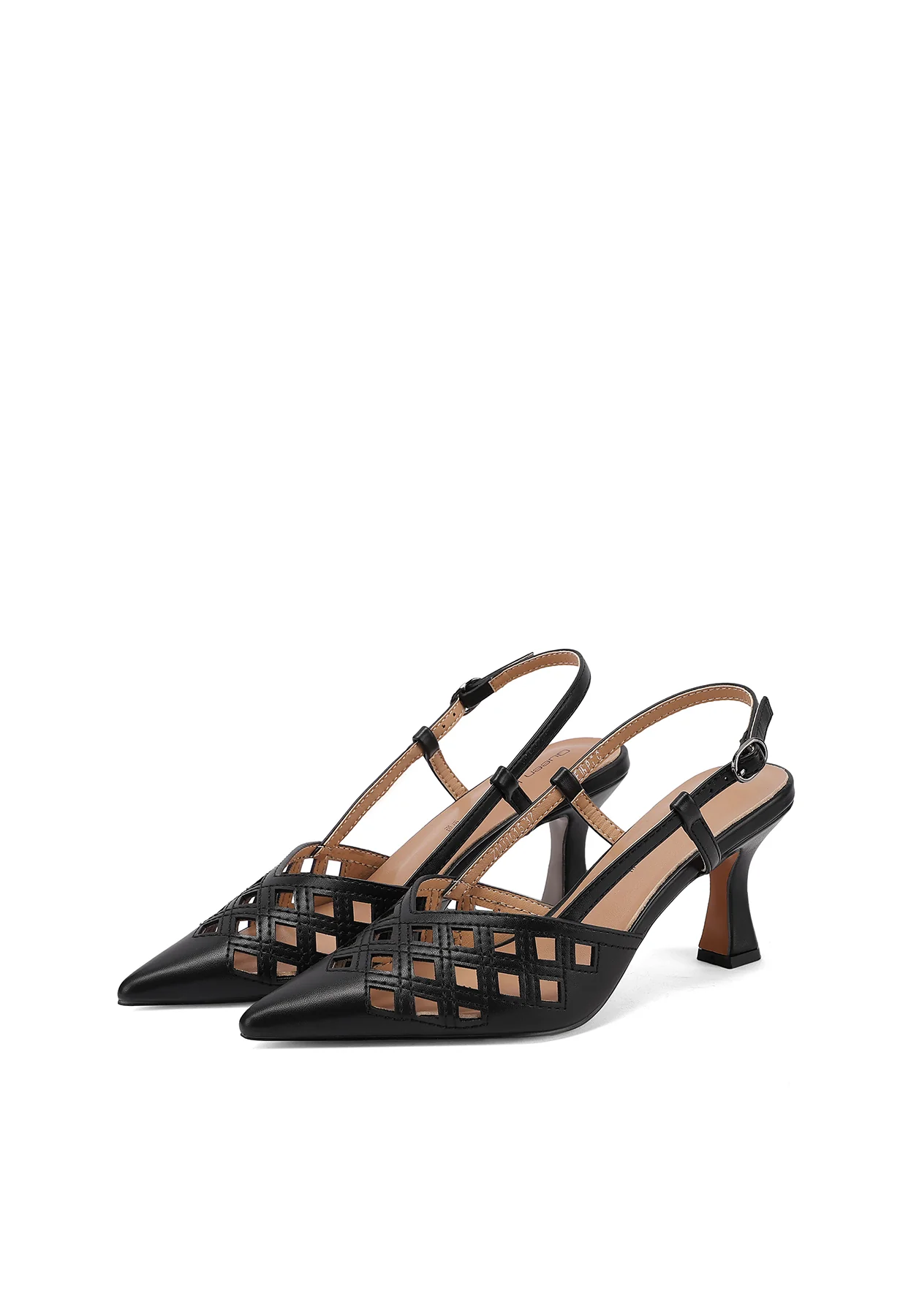 Décolleté slingback traforate a punta con tacco sagomato ZM11015 - Image 12