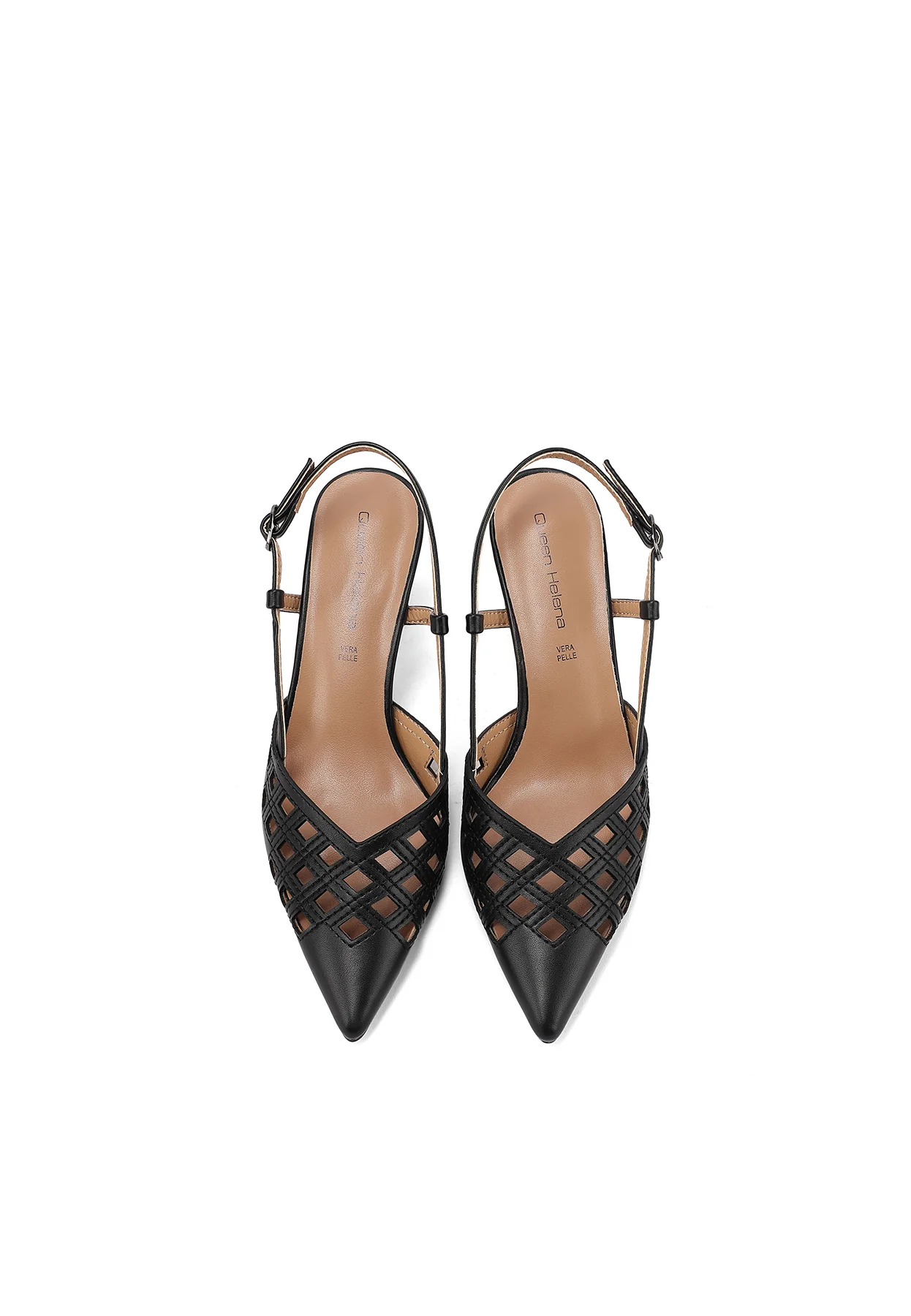 Décolleté slingback traforate a punta con tacco sagomato ZM11015 - Image 14