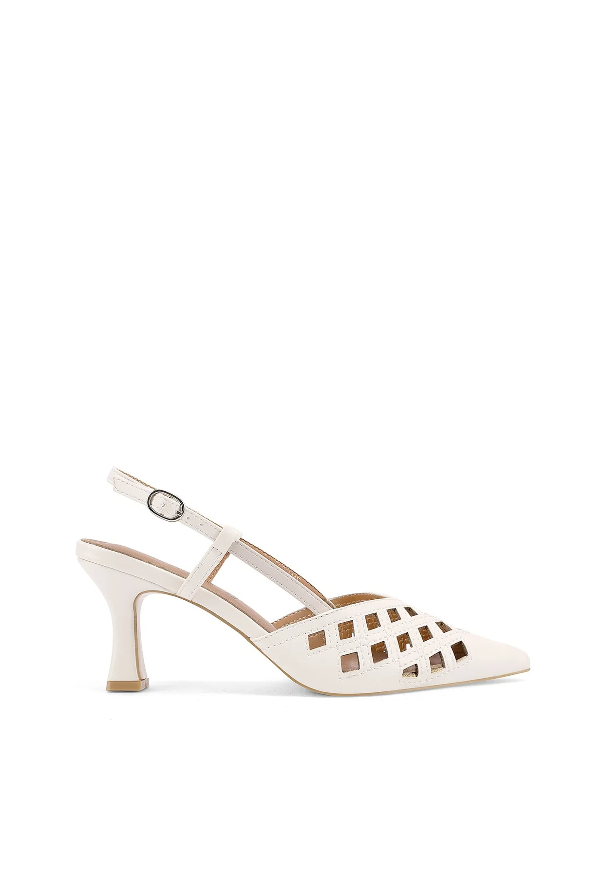 Décolleté slingback traforate a punta con tacco sagomato ZM11015 - Image 2