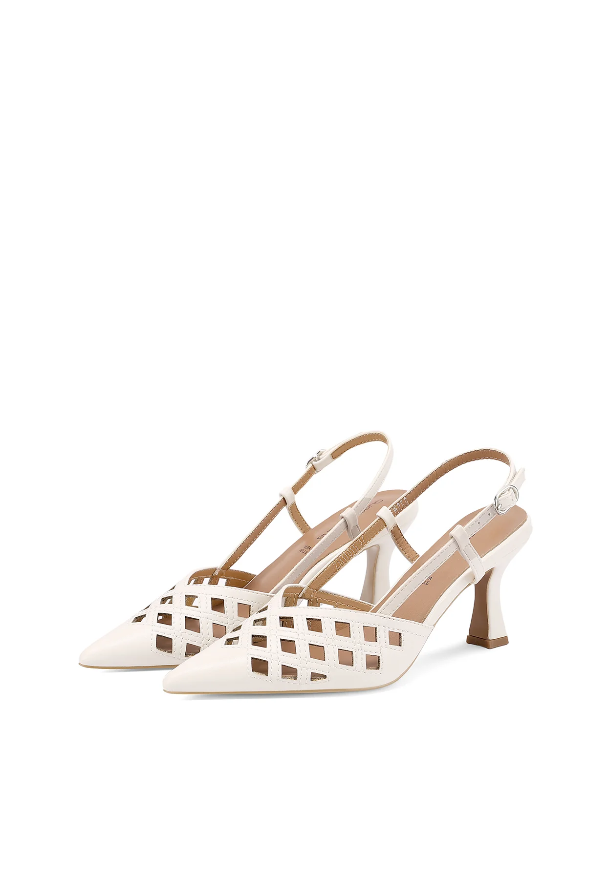 Décolleté slingback traforate a punta con tacco sagomato ZM11015 - Image 4