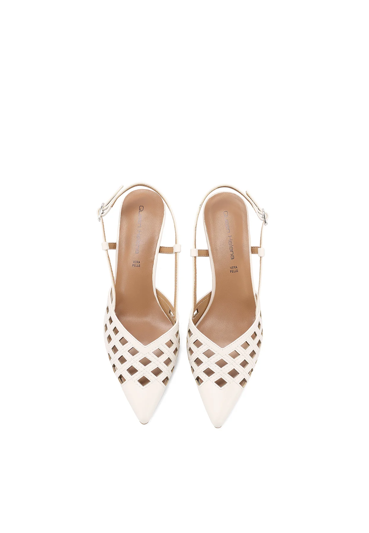 Décolleté slingback traforate a punta con tacco sagomato ZM11015 - Image 6
