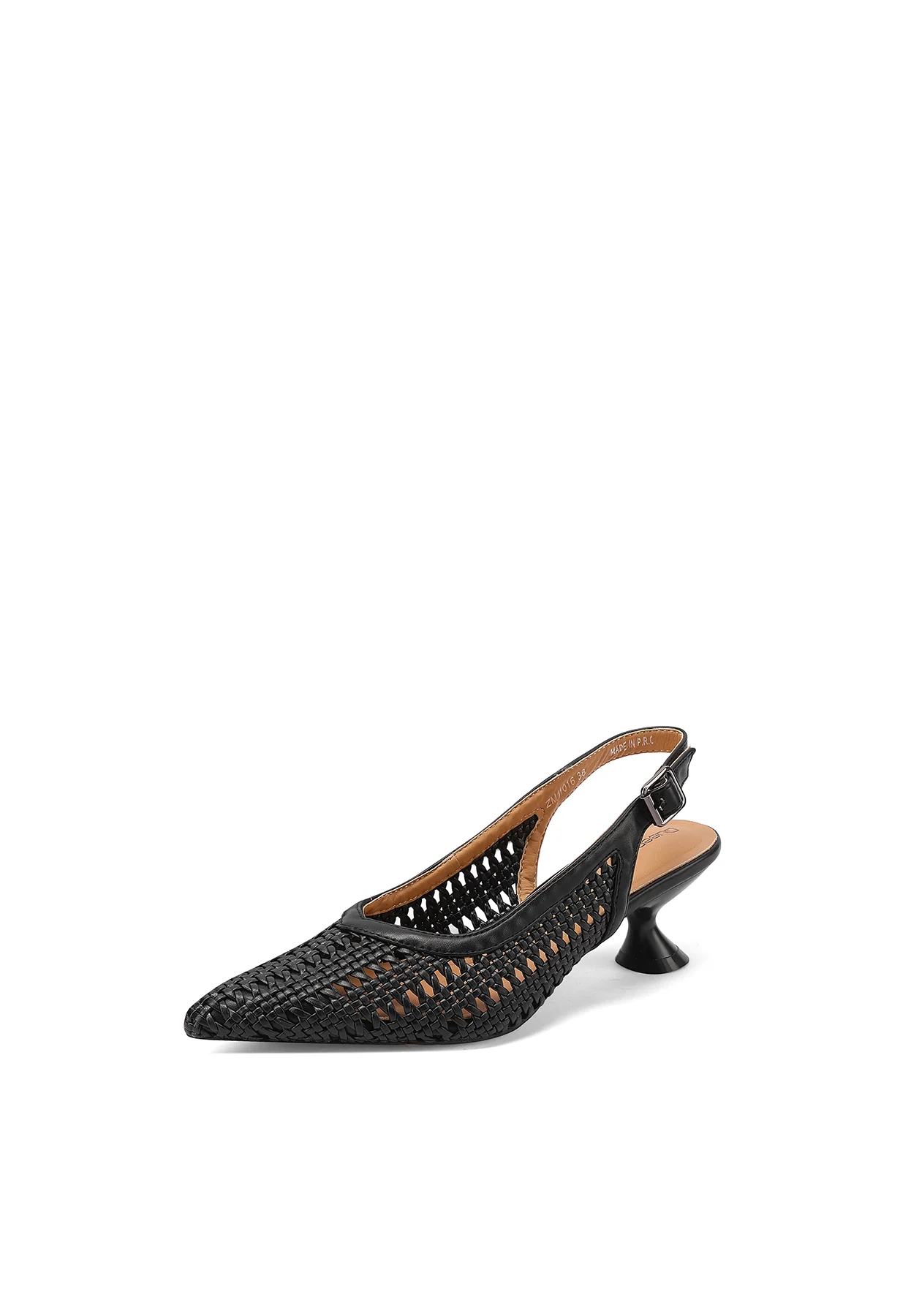 Décolleté slingback intrecciate con tacco sagomato ZM11016 - Image 3