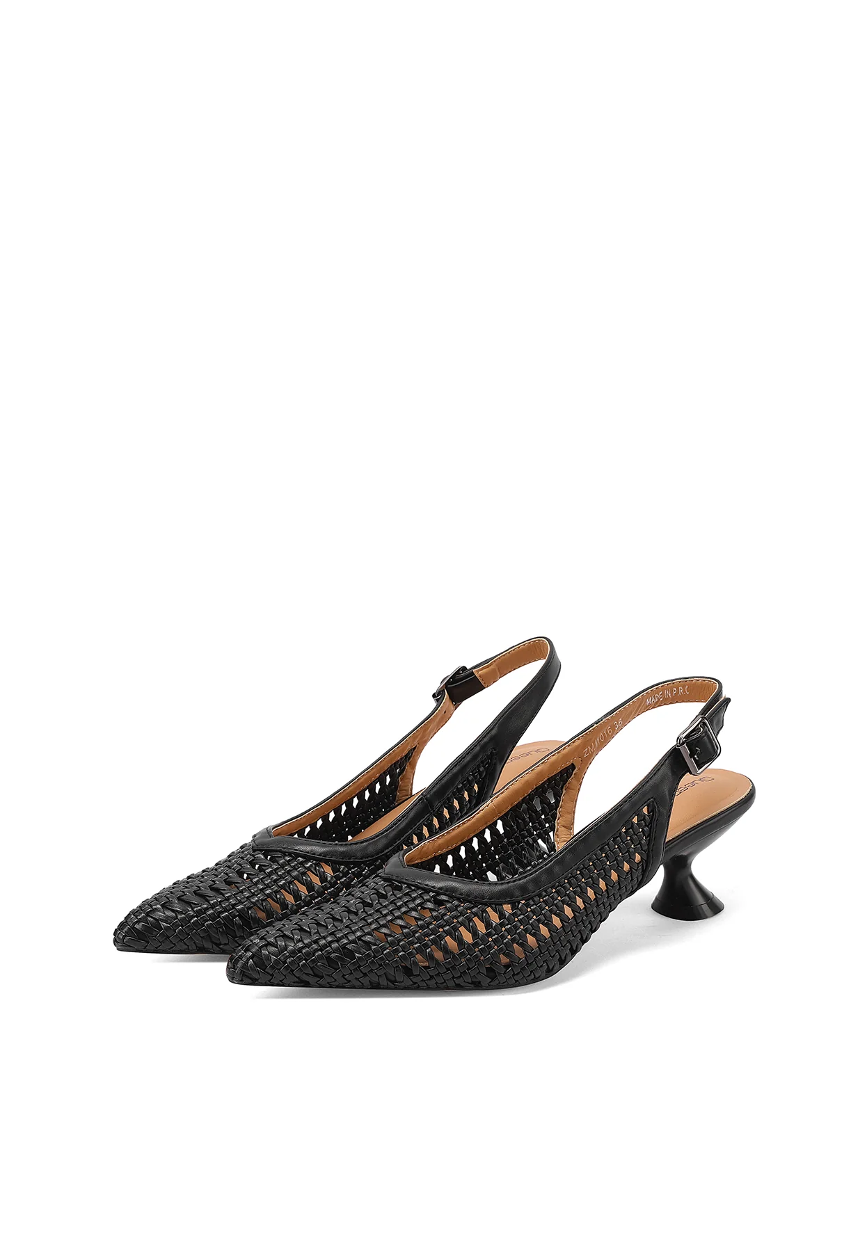 Décolleté slingback intrecciate con tacco sagomato ZM11016 - Image 4