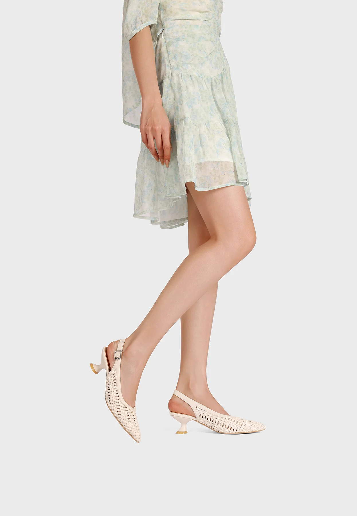Décolleté slingback intrecciate con tacco sagomato ZM11016 - Image 9