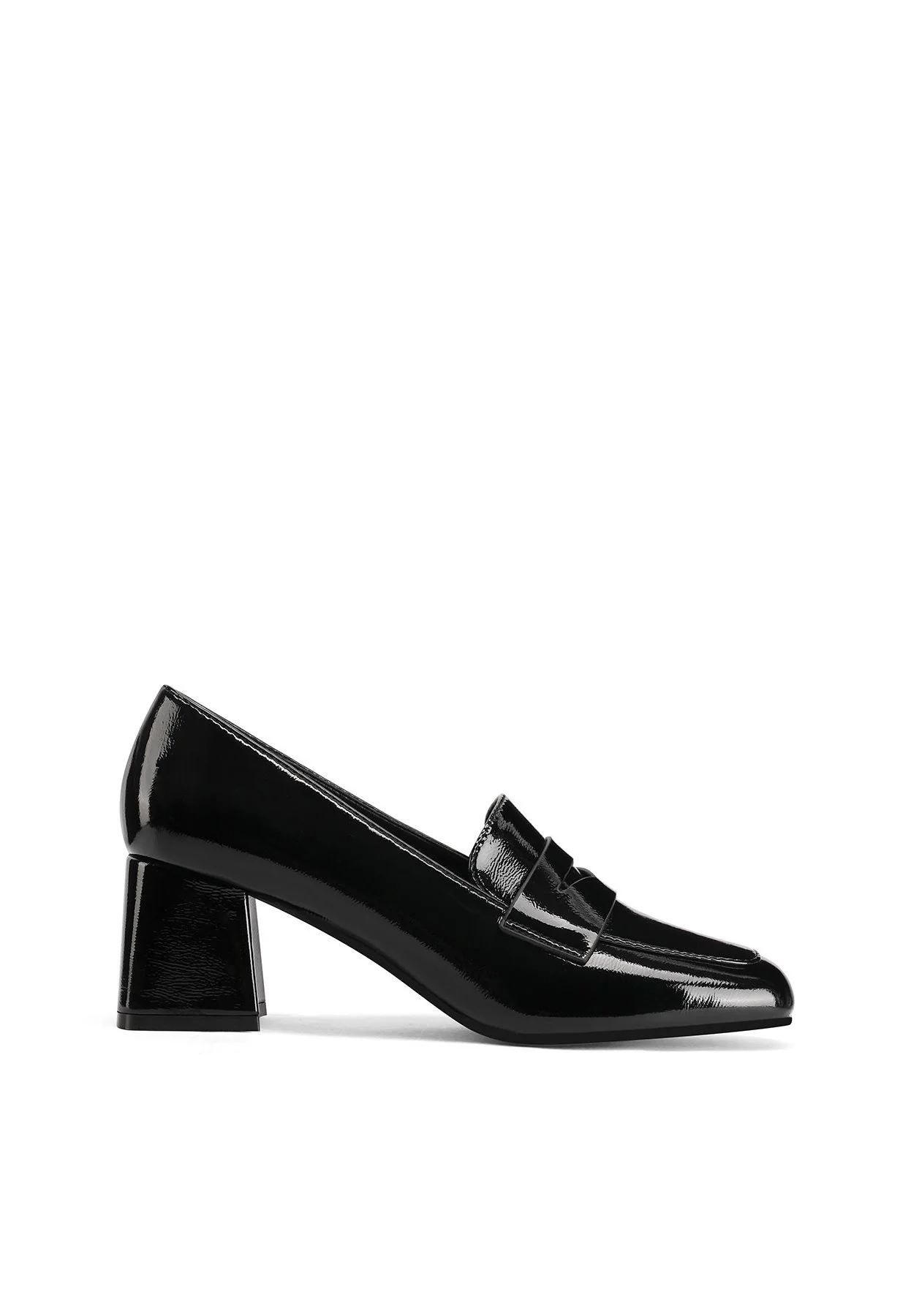 Mocassino nero verniciato con tacco elegante ZM9811 - Image 2