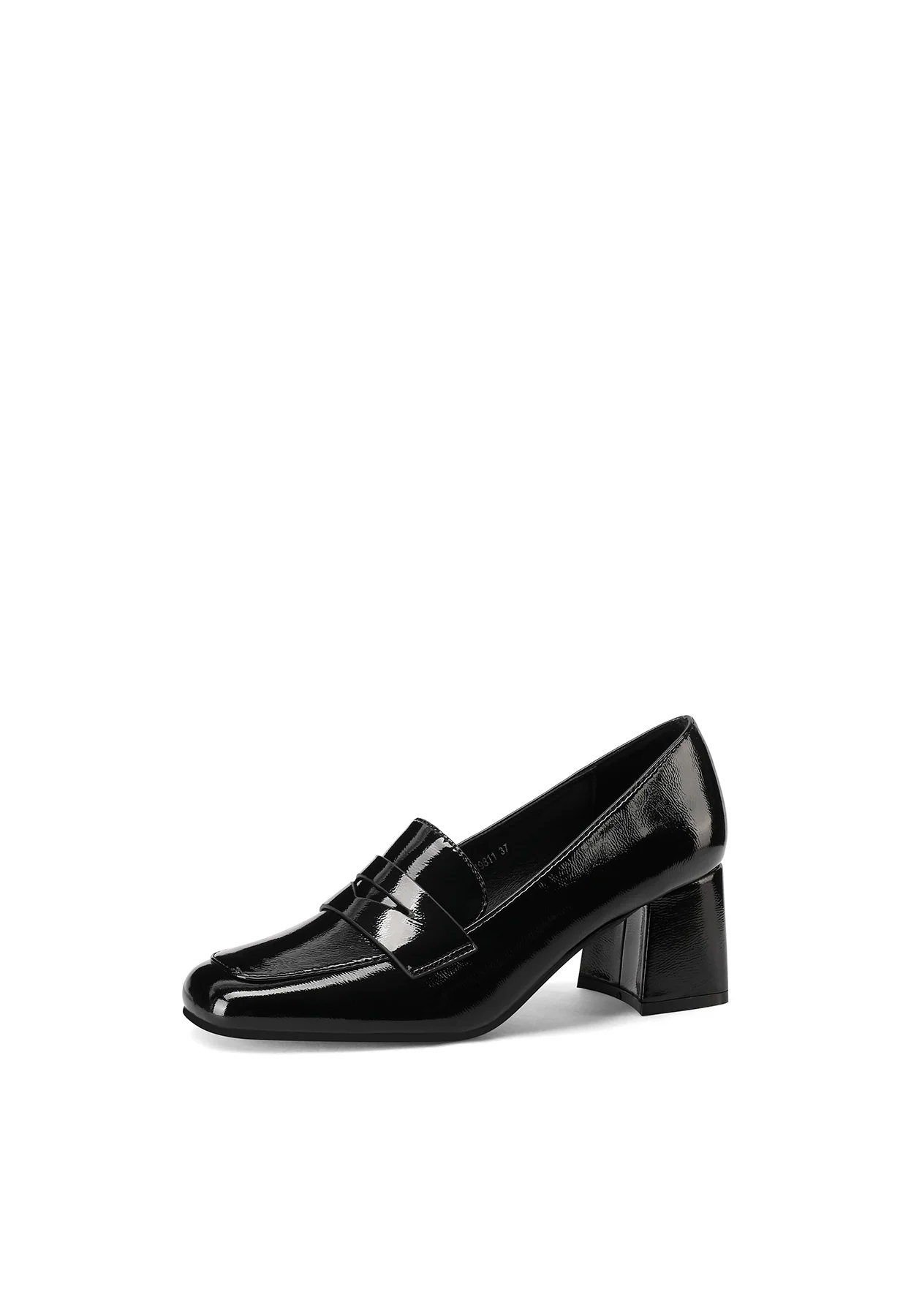 Mocassino nero verniciato con tacco elegante ZM9811 - Image 3
