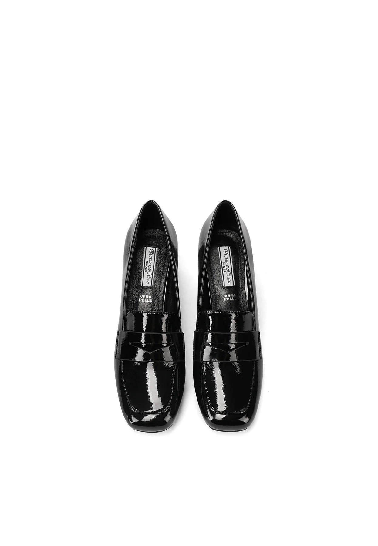 Mocassino nero verniciato con tacco elegante ZM9811 - Image 4