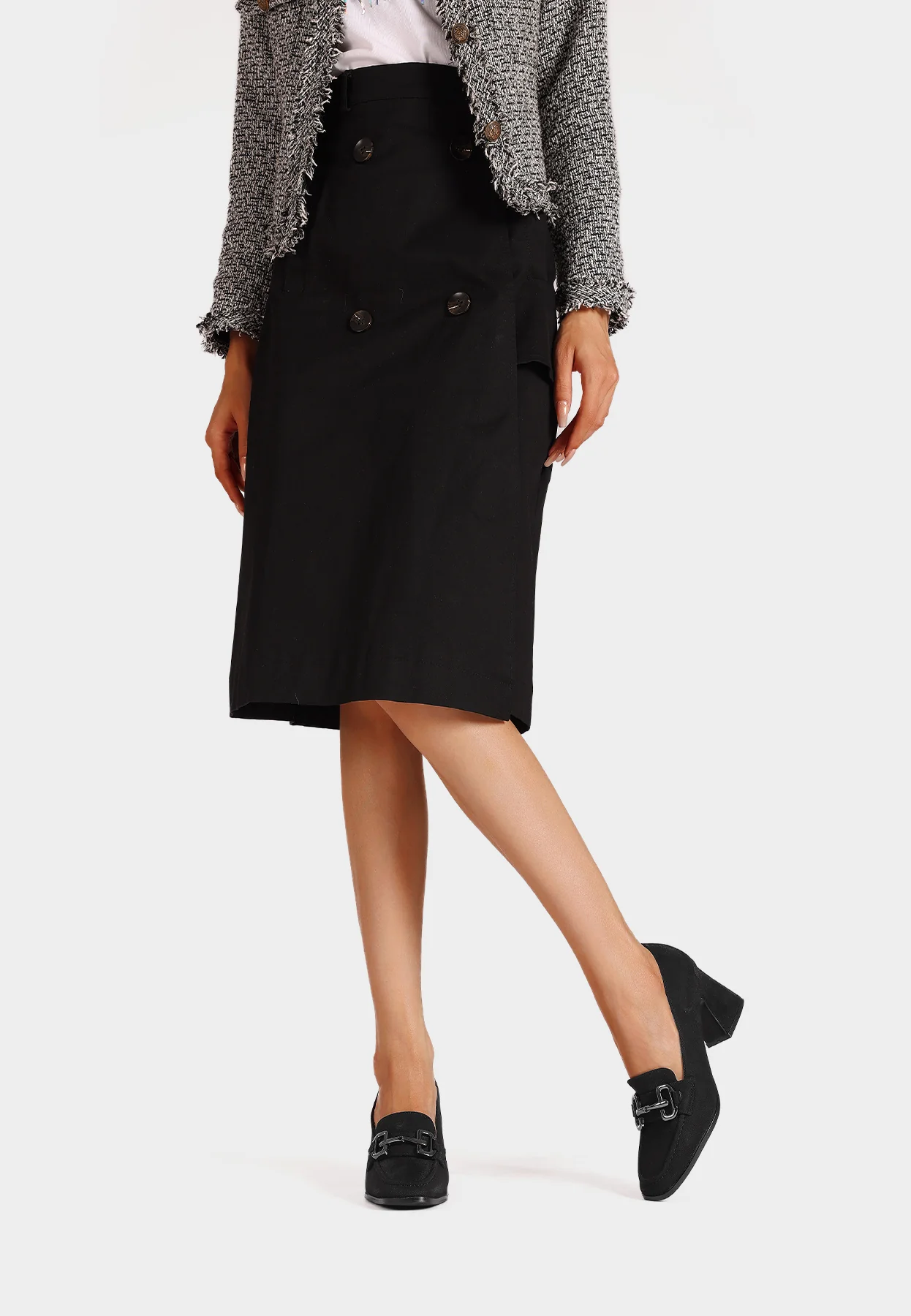 Décolleté mocassino nero con tacco svasato ZM9818